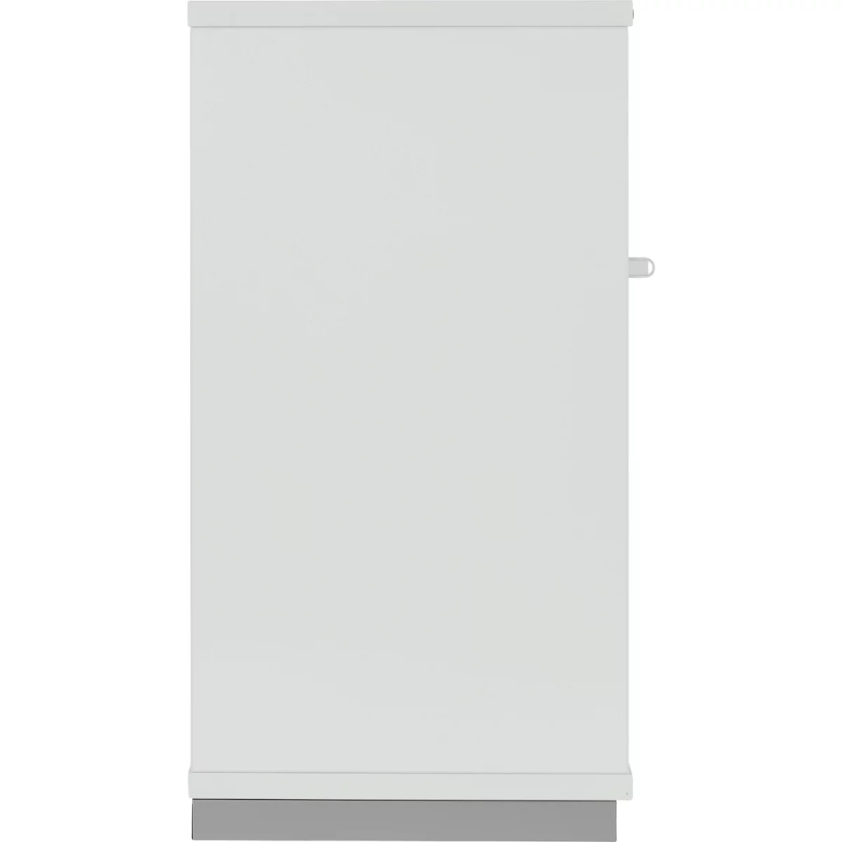 Schäfer Shop Genius Armoire à portes coulissantes TETRIS WOOD, 2 HC, socle en acier inclus, L 1200 x P 421 x H 800 mm, gris clair