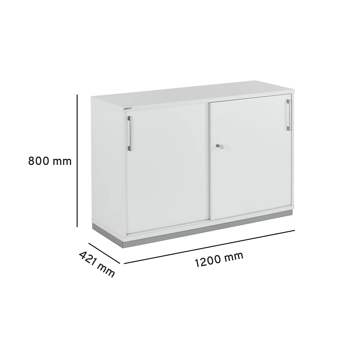Schäfer Shop Genius Armoire à portes coulissantes TETRIS WOOD, 2 HC, socle en acier inclus, L 1200 x P 421 x H 800 mm, gris clair