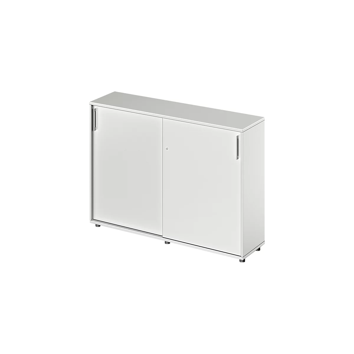 Schäfer Shop Genius Armoire à portes coulissantes TETRIS WOOD, 3 HC, L 1600 mm, hauteur incl. patins, gris clair