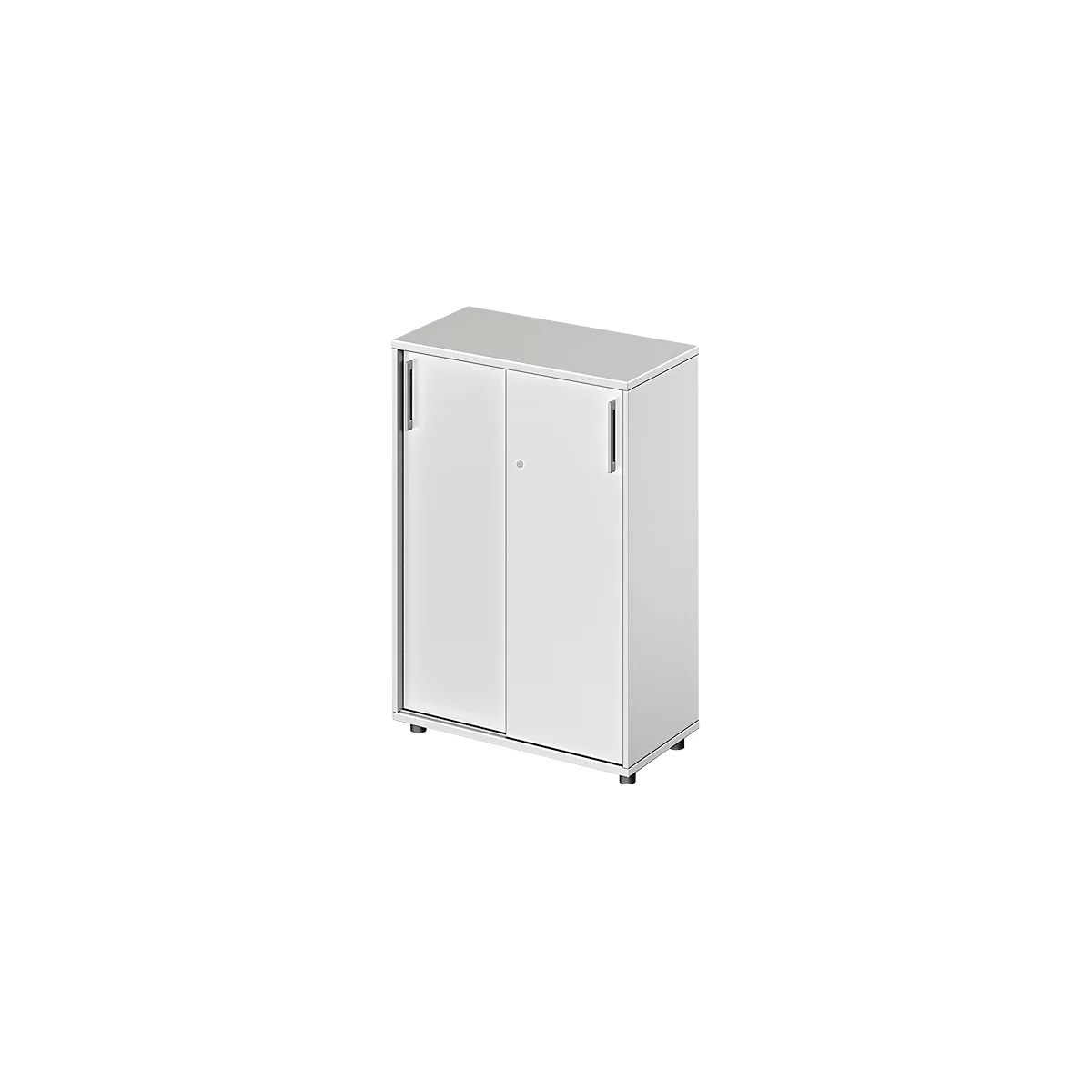 Schäfer Shop Genius Armoire à portes coulissantes TETRIS WOOD, 3 HC, L 800 mm, hauteur incl. patins, gris clair
