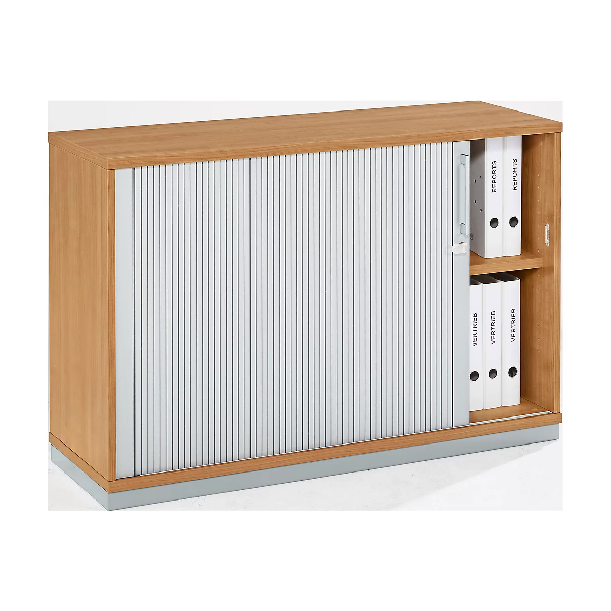 Schäfer Shop Genius Armoire à rideau coulissant transversal 2 HC, l. 1200 x P 421 x H 800 mm, coloris hêtre 