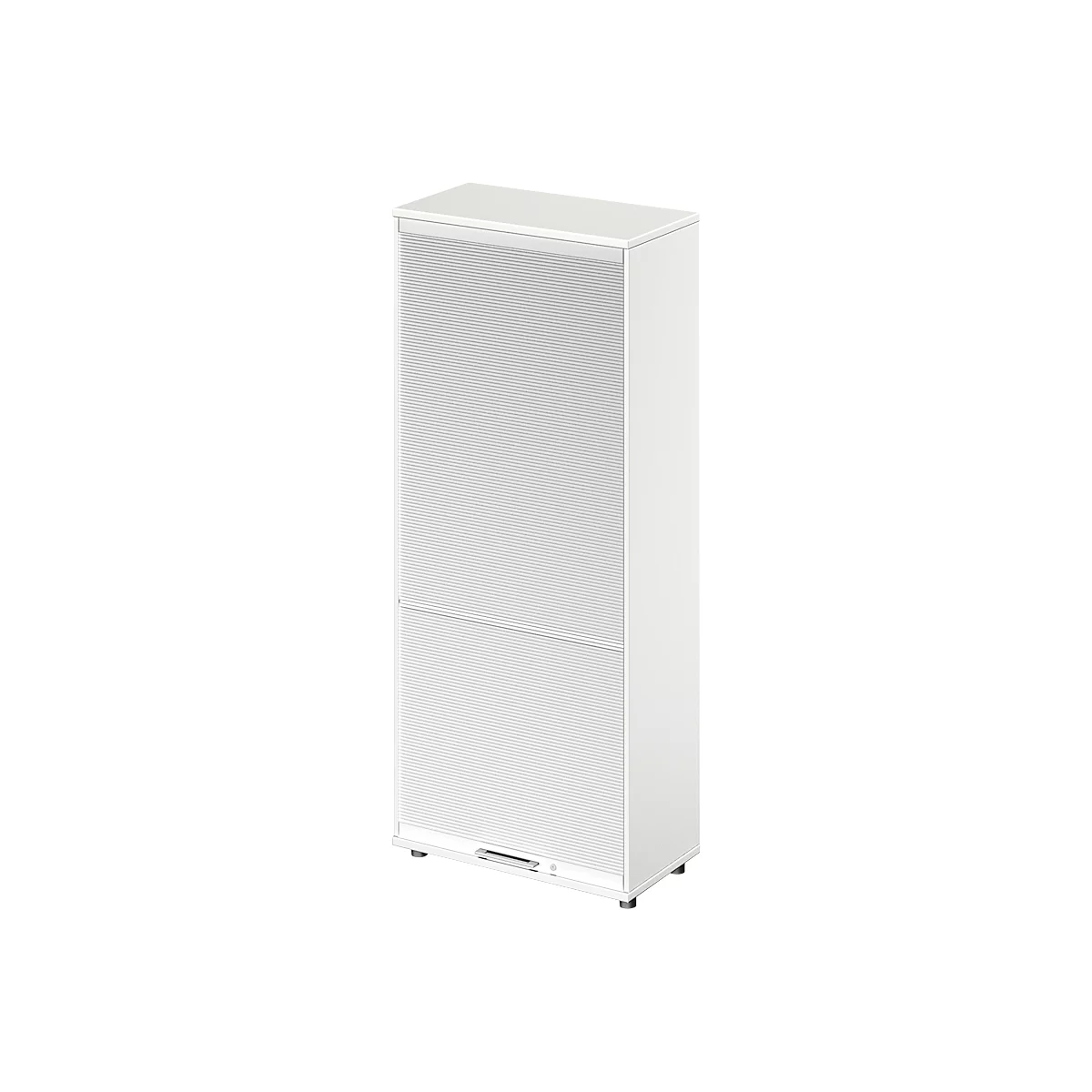 Schäfer Shop Genius Armoire à rideau coulissant vertical TETRIS WOOD, 4,5 HC, H 1910 mm, hauteur (patins inclus), blanc