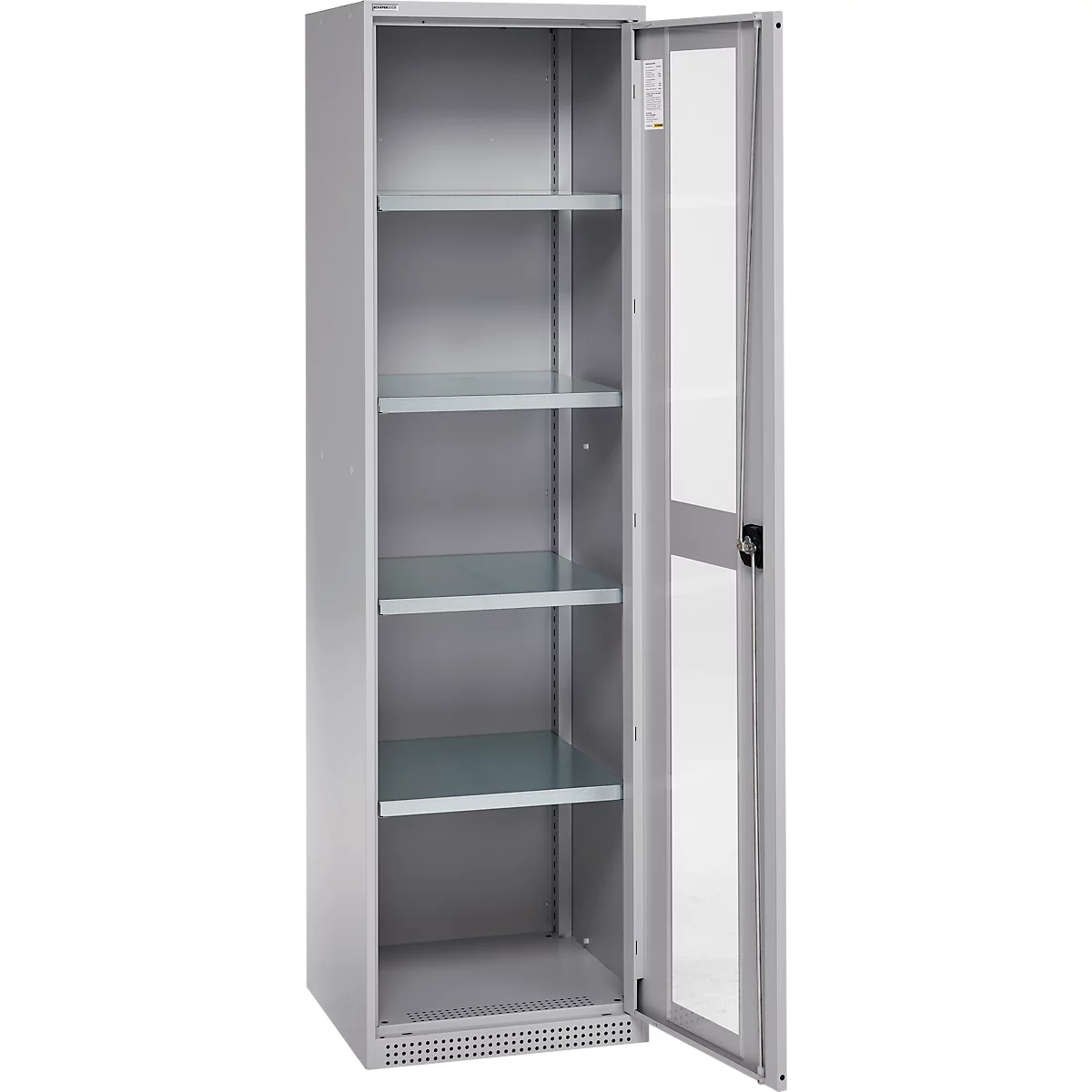 Schäfer Shop Genius Armoire en acier FS, en tôle d'acier, avec fenêtre d'inspection, trous de ventilation, L 545 x P 520 x H 1950 mm, 5 HC, jusqu'à 250 kg, alu blanc/alu blanc