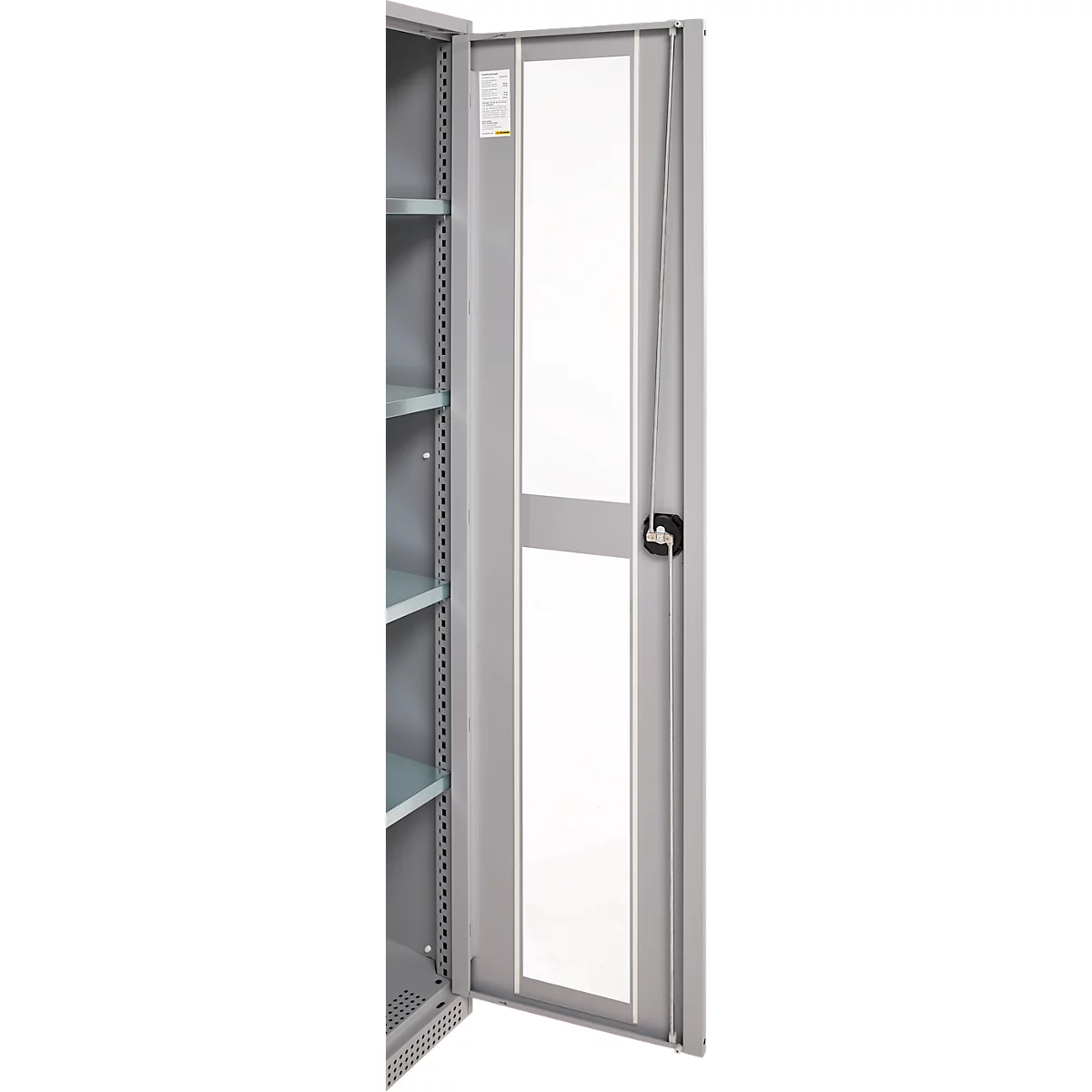Schäfer Shop Genius Armoire en acier FS, en tôle d'acier, avec fenêtre d'inspection, trous de ventilation, L 545 x P 520 x H 1950 mm, 5 HC, jusqu'à 250 kg, alu blanc/alu blanc