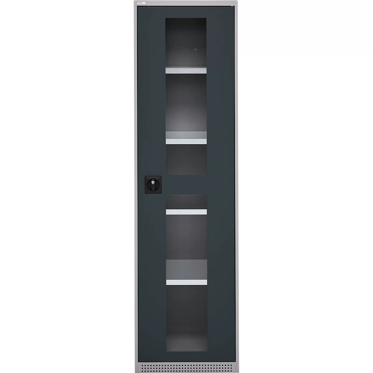 Schäfer Shop Genius Armoire en acier FS, en tôle d'acier, avec fenêtre d'inspection, trous de ventilation, L 545 x P 520 x H 1950 mm, 5 HC, jusqu'à 250 kg, alu blanc/anthracite