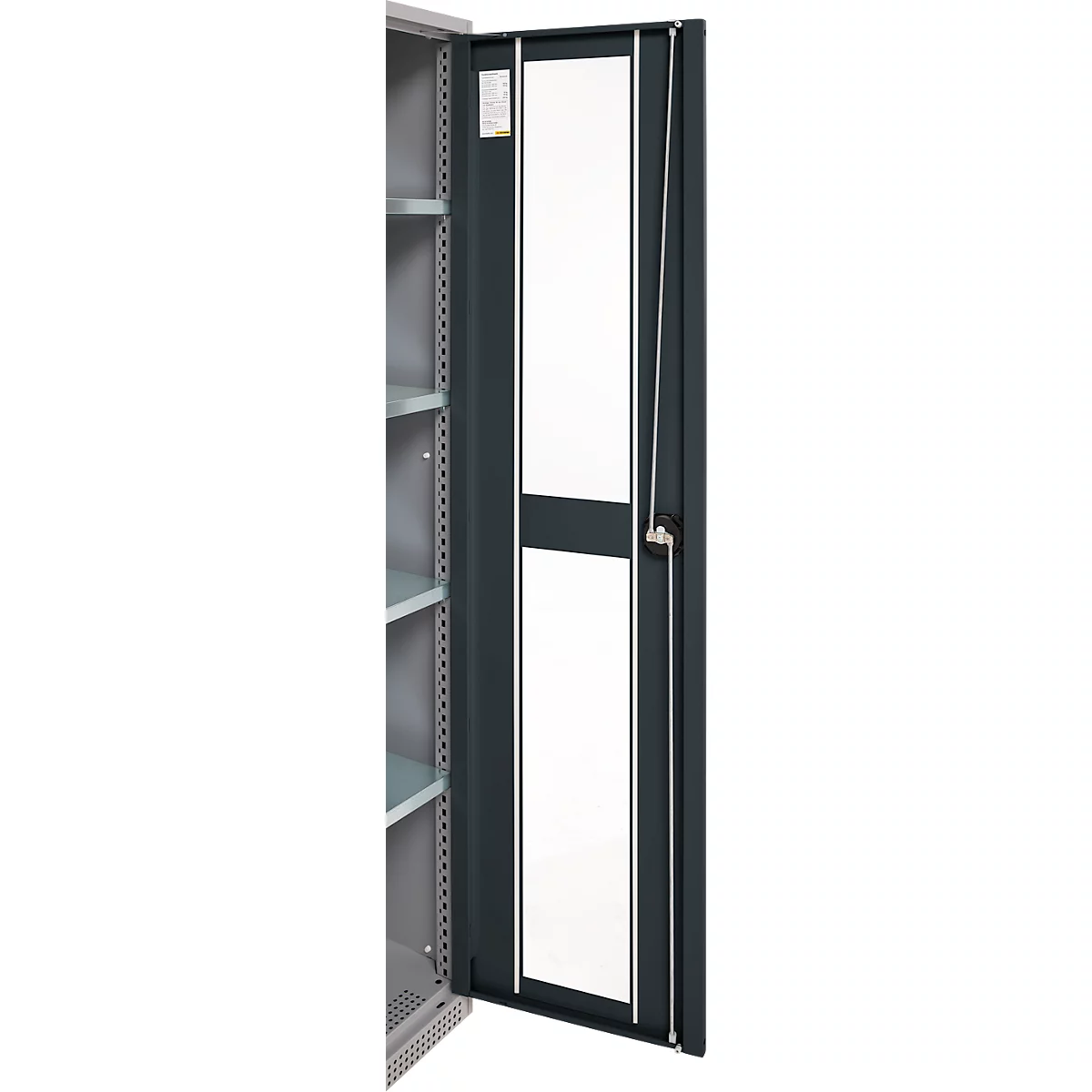 Schäfer Shop Genius Armoire en acier FS, en tôle d'acier, avec fenêtre d'inspection, trous de ventilation, L 545 x P 520 x H 1950 mm, 5 HC, jusqu'à 250 kg, alu blanc/anthracite