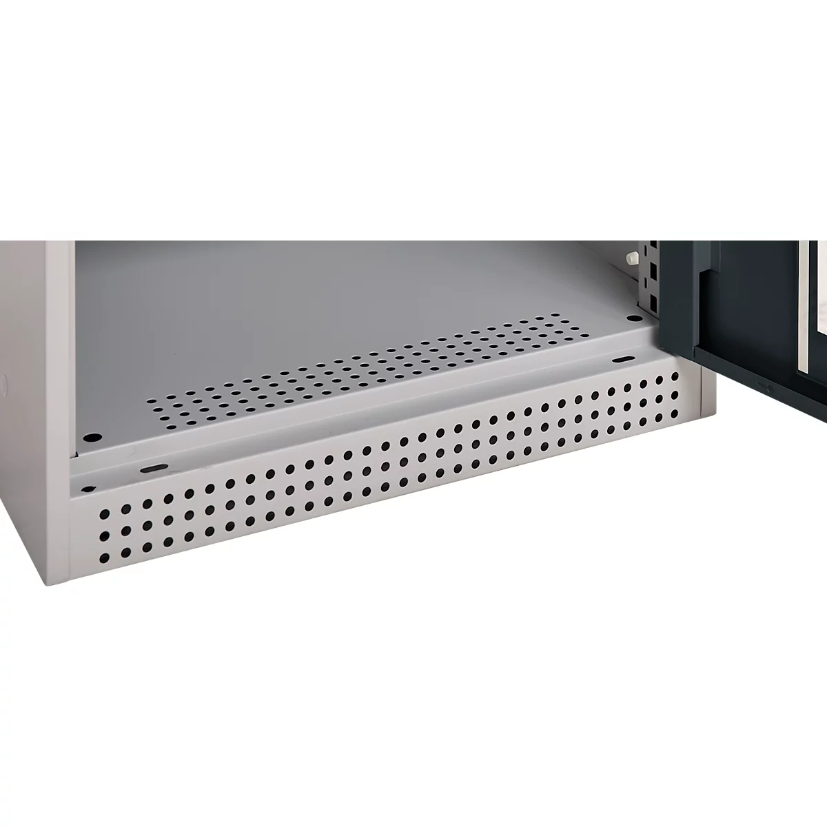 Schäfer Shop Genius Armoire en acier FS, en tôle d'acier, avec fenêtre d'inspection, trous de ventilation, L 545 x P 520 x H 1950 mm, 5 HC, jusqu'à 250 kg, alu blanc/anthracite