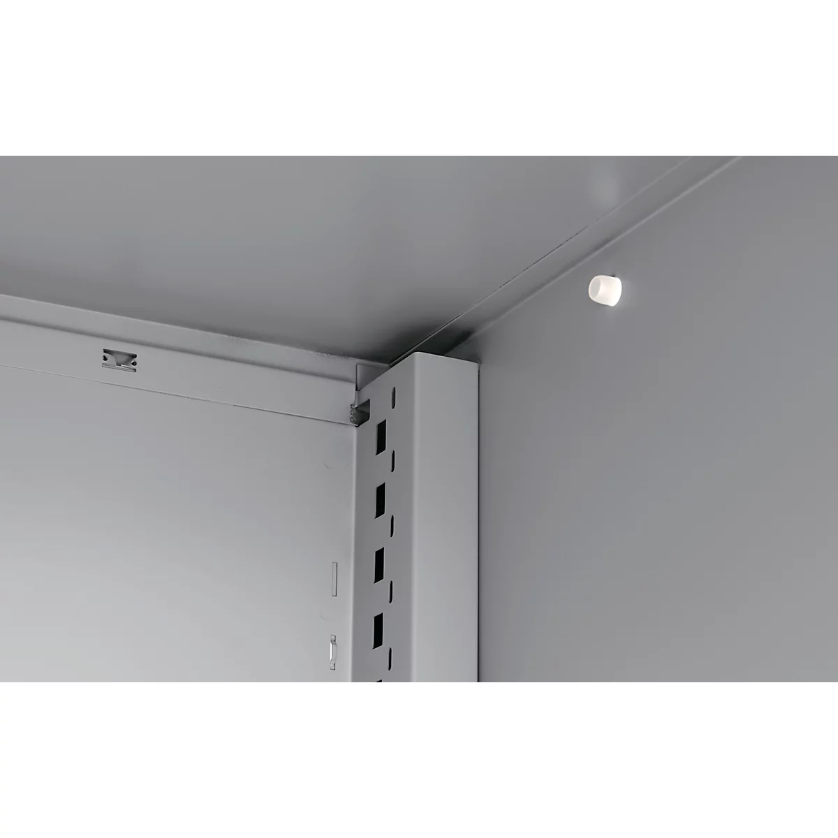 Schäfer Shop Genius Armoire en acier FS, en tôle d'acier, avec fenêtre d'inspection, trous de ventilation, L 545 x P 520 x H 1950 mm, 5 HC, jusqu'à 250 kg, alu blanc/anthracite