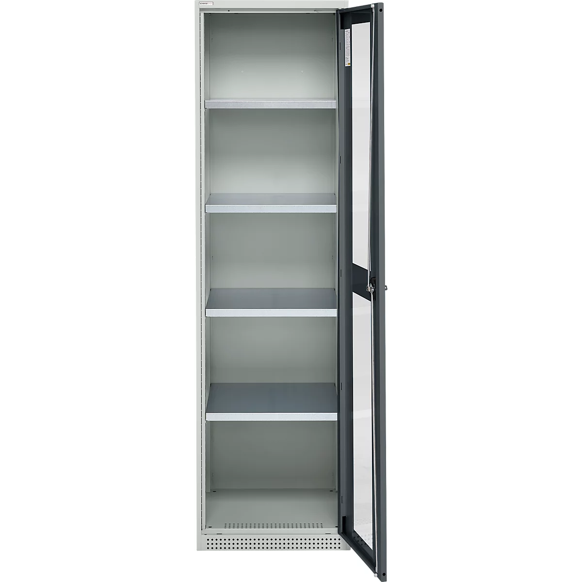 Schäfer Shop Genius Armoire en acier FS, en tôle d'acier, avec fenêtre d'inspection, trous de ventilation, L 545 x P 520 x H 1950 mm, 5 HC, jusqu'à 250 kg, gris clair/anthracite