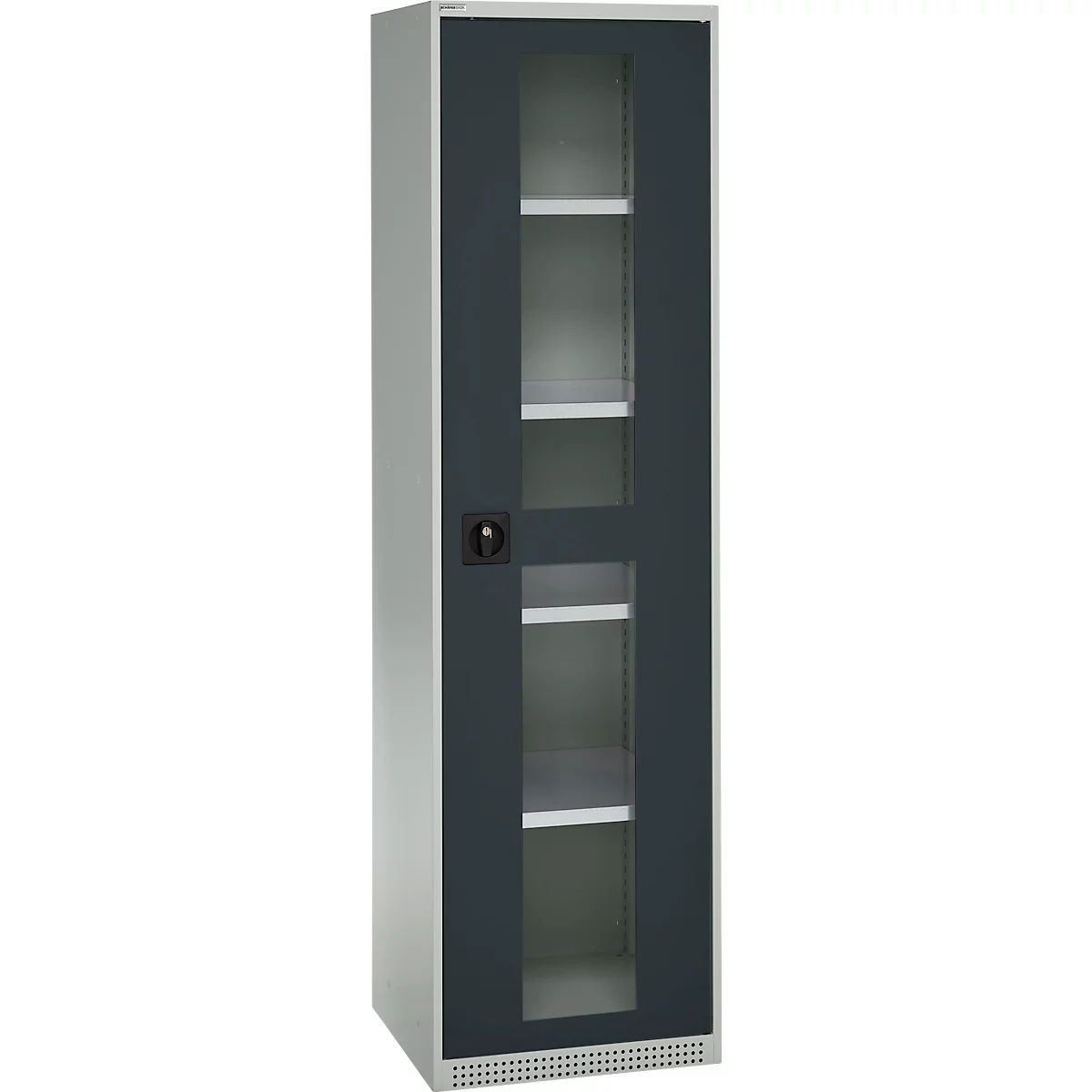 Schäfer Shop Genius Armoire en acier FS, en tôle d'acier, avec fenêtre d'inspection, trous de ventilation, L 545 x P 520 x H 1950 mm, 5 HC, jusqu'à 250 kg, gris clair/anthracite