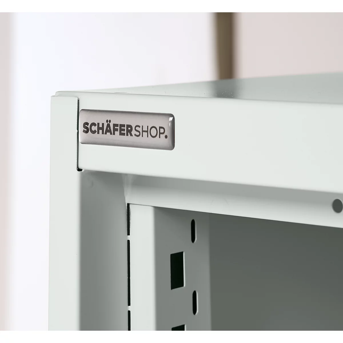 Schäfer Shop Genius Armoire en acier FS, en tôle d'acier, avec fenêtre d'inspection, trous de ventilation, L 545 x P 520 x H 1950 mm, 5 HC, jusqu'à 250 kg, gris clair/anthracite