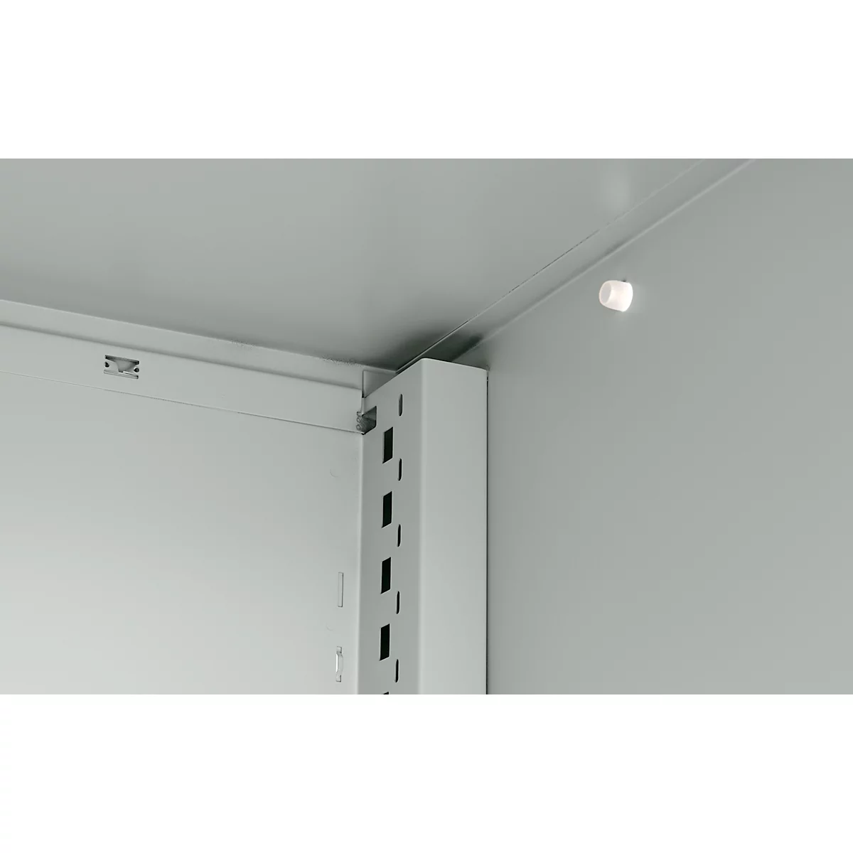 Schäfer Shop Genius Armoire en acier FS, en tôle d'acier, avec fenêtre d'inspection, trous de ventilation, L 545 x P 520 x H 1950 mm, 5 HC, jusqu'à 250 kg, gris clair/anthracite