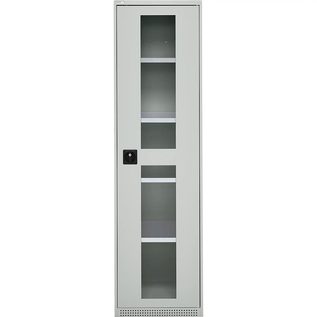 Schäfer Shop Genius Armoire en acier FS, en tôle d'acier, avec fenêtre d'inspection, trous de ventilation, L 545 x P 520 x H 1950 mm, 5 HC, jusqu'à 250 kg, gris clair/gris clair