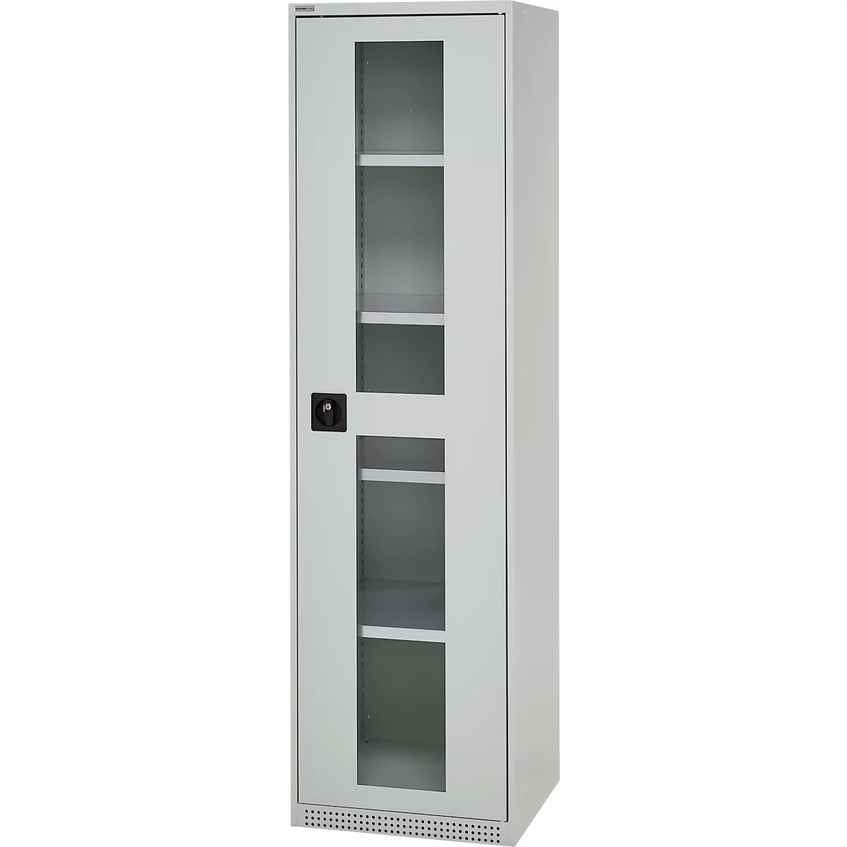 Schäfer Shop Genius Armoire en acier FS, en tôle d'acier, avec fenêtre d'inspection, trous de ventilation, L 545 x P 520 x H 1950 mm, 5 HC, jusqu'à 250 kg, gris clair/gris clair