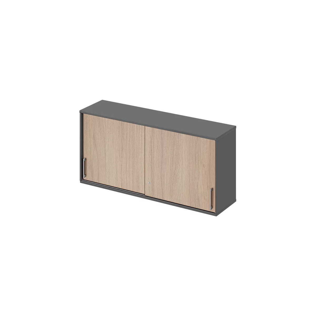 Schäfer Shop Genius Aufsatz-Schiebetürenschrank TETRIS WOOD, 2 OH, B 1600 mm, Höhe inkl. Gleiter, Eiche/graphit
