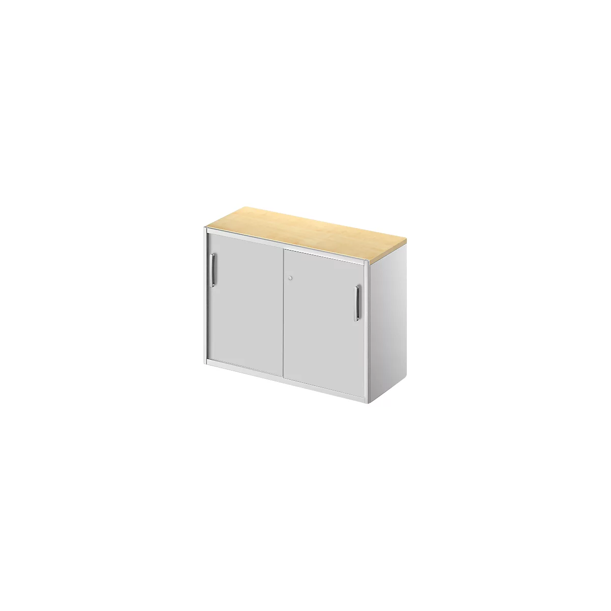 Schäfer Shop Genius Beistellschrank TETRIS SOLID, 2 OH, in Schreibtischhöhe, B 1000 mm, 25 mm Abdeckplatte, Ahorn-Dekor/weißalu