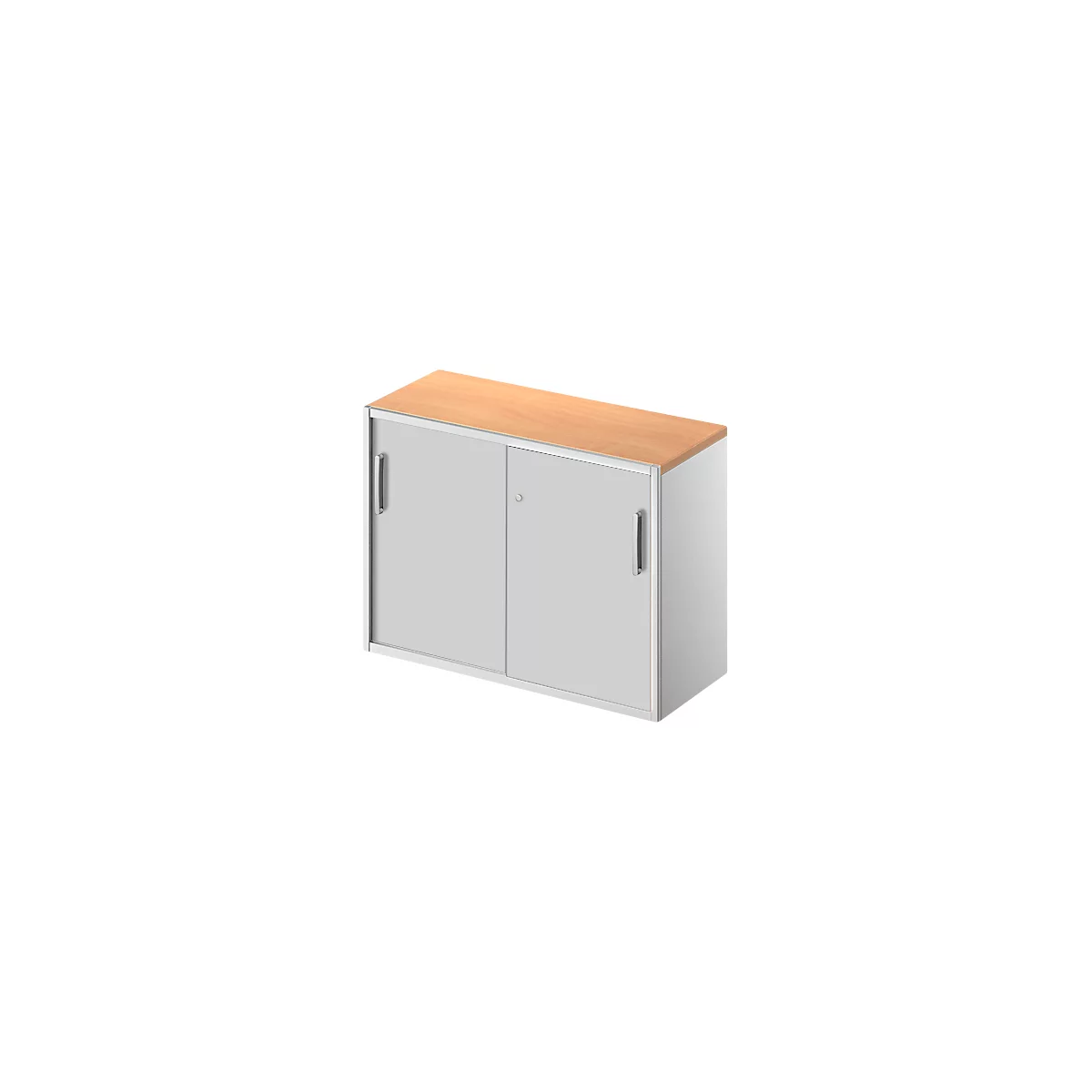 Schäfer Shop Genius Beistellschrank TETRIS SOLID, 2 OH, in Schreibtischhöhe, B 1000 mm, 25 mm Abdeckplatte, Buche-Dekor/weißalu