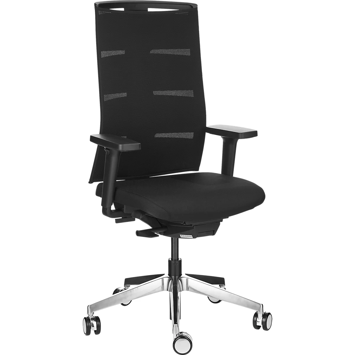 Schäfer Shop Genius Bürostuhl Matrix, mit Armlehnen, Auto-Synchronmechanik, Polstersitz, Netzrücken, Lordosenstütze, schwarz/alusilber