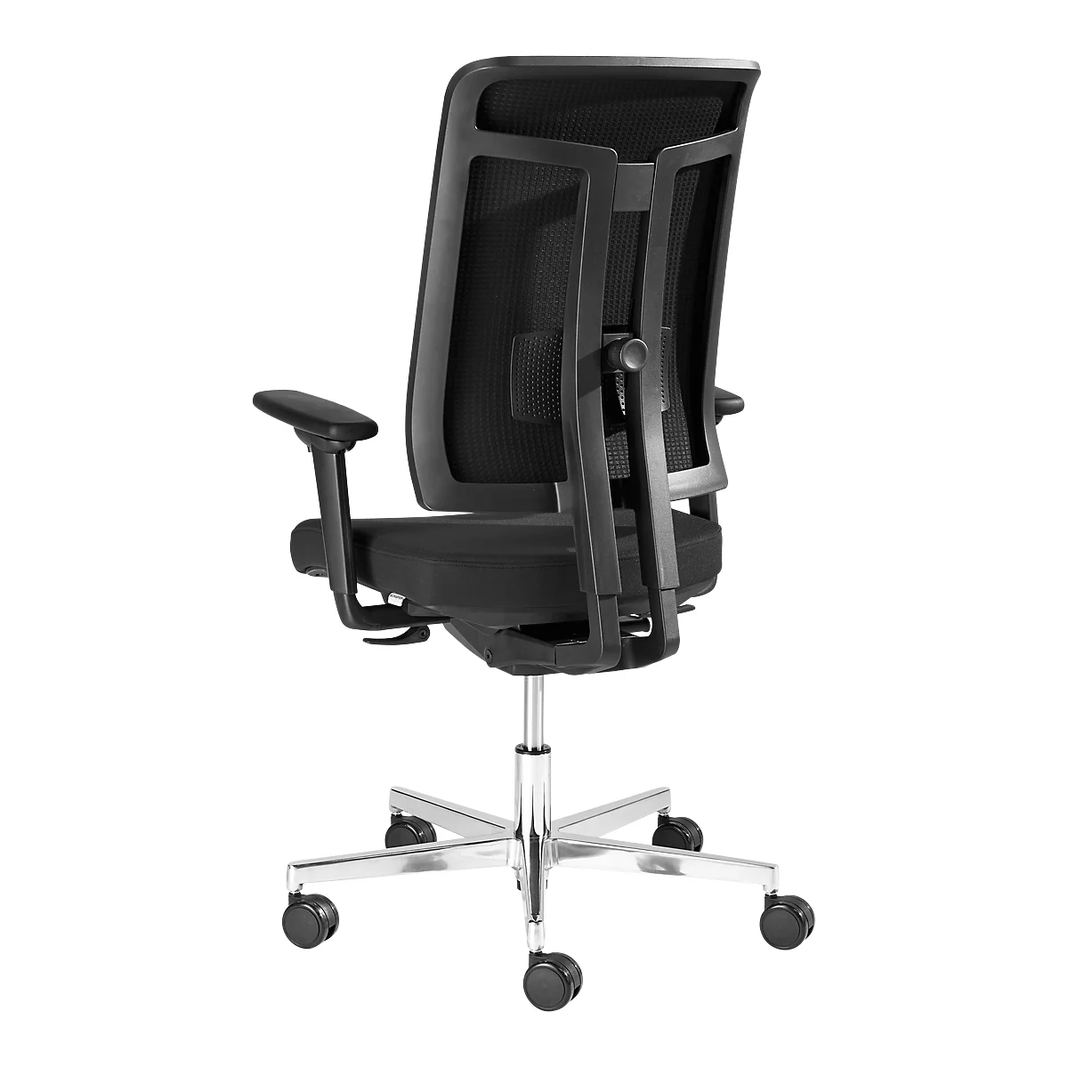 Schäfer Shop Genius Bürostuhl SSI PROLINE PREMIUM P2, teilautomatische Synchronmechanik, mit Armlehnen, Polster-Rückenlehne, schwarz/alusilber