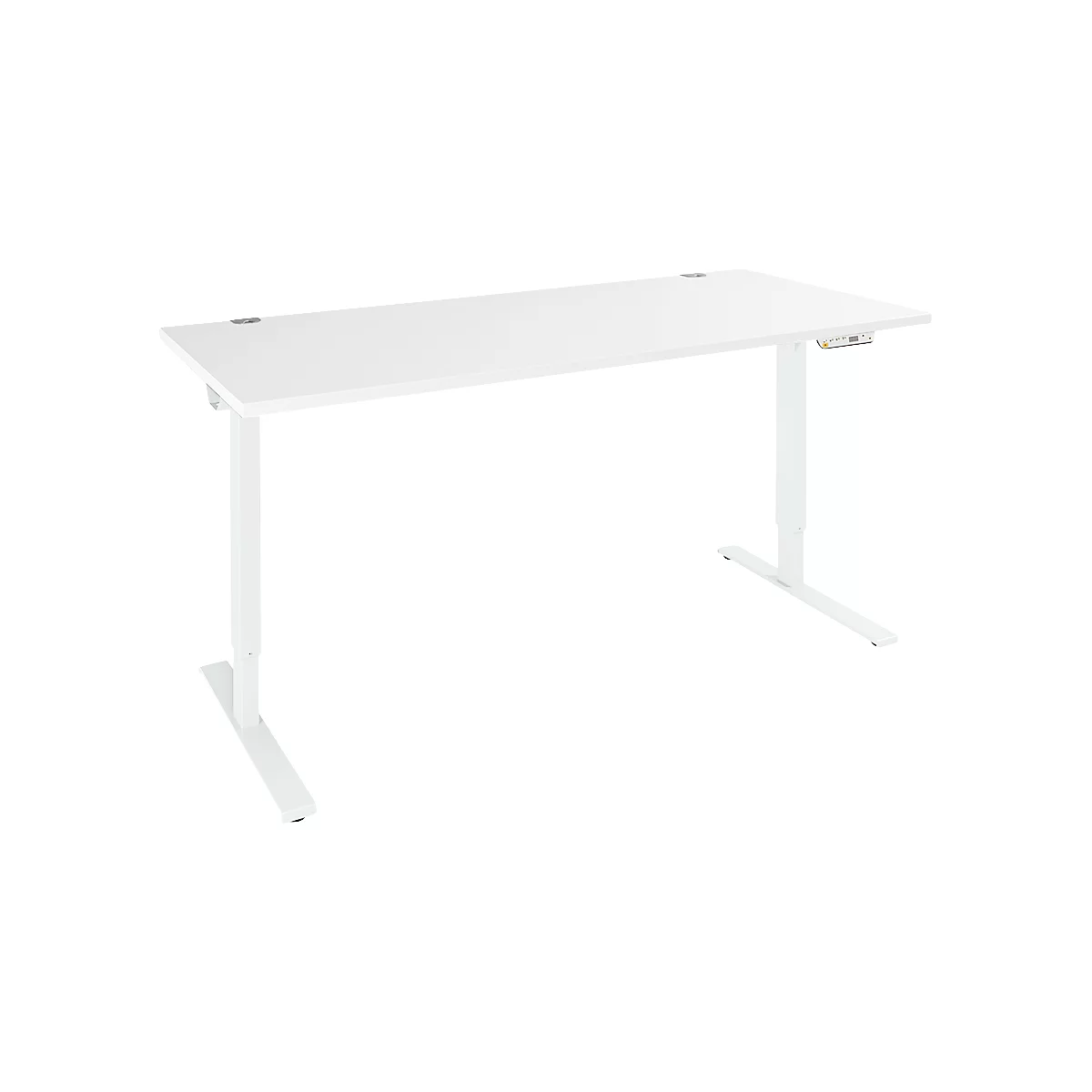 Schäfer Shop Genius bureau AERO FLEX, elektrisch in hoogte verstelbaar, rechthoekig, T-poot, B 1800 mm, wit/wit + memory-paneel