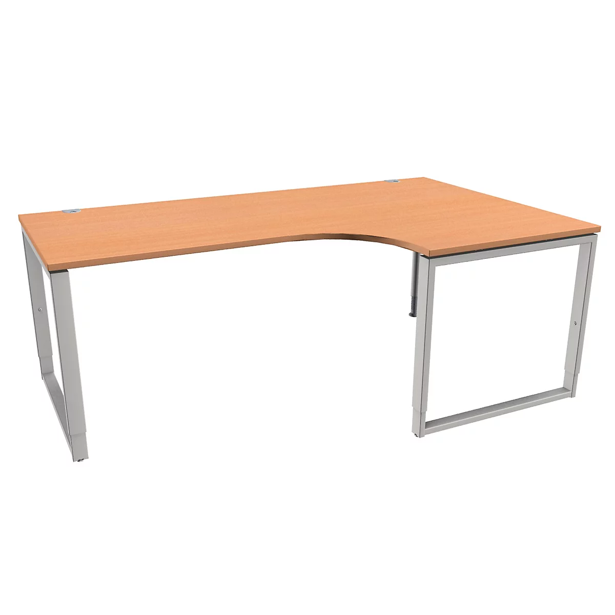 Schäfer Shop Genius Bureau d'angle MODENA FLEX, 90°, pied en forme d'étrier, approche à droite, L 2000 mm, décor hêtre