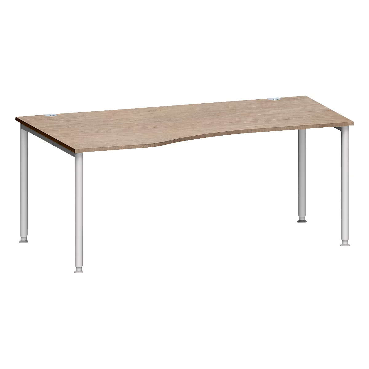 Schäfer Shop Genius Bureau de forme libre MODENA FLEX, approche à gauche L 1800 mm, chêne/aluminium blanc
