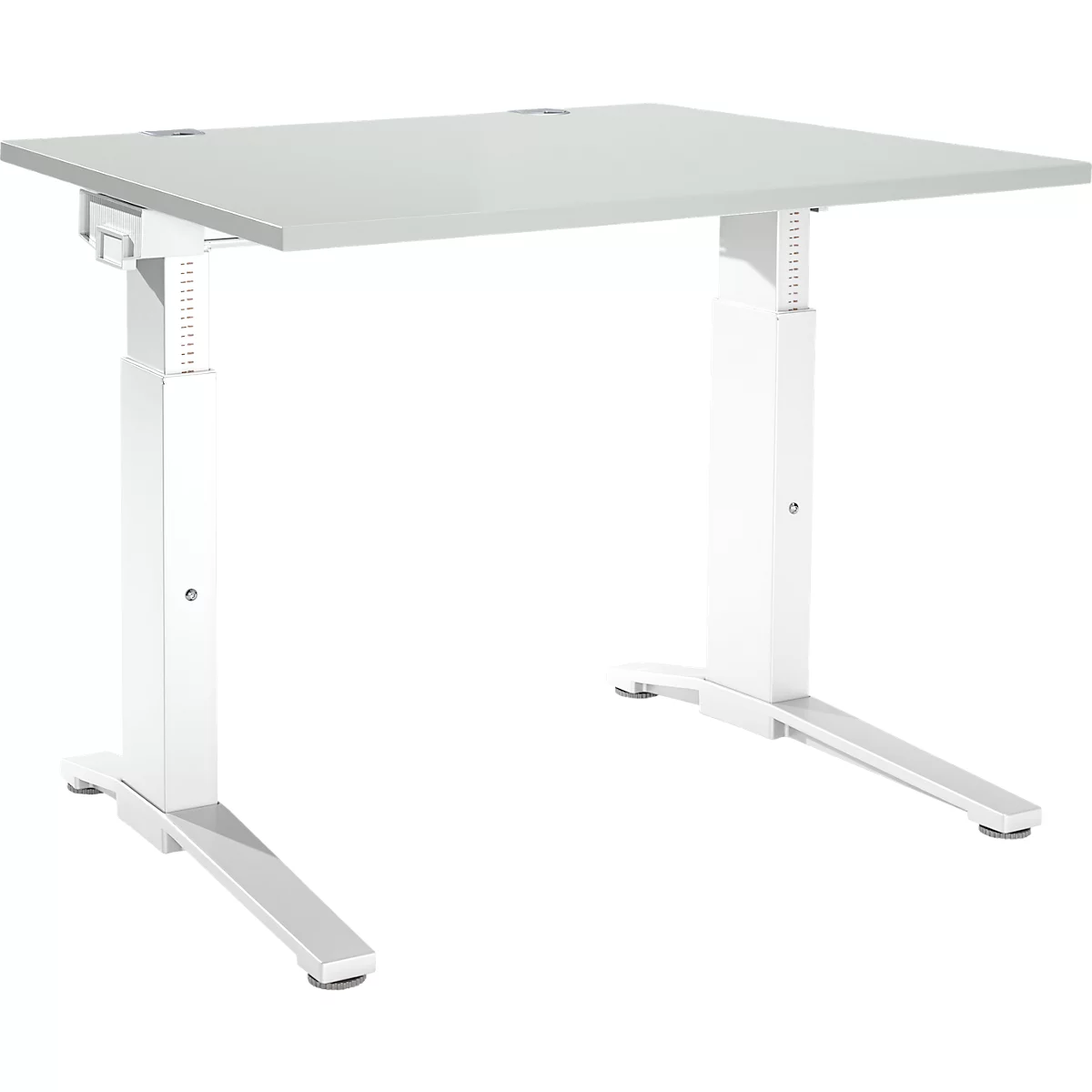 Schäfer Shop Genius bureau ERGOSTYLE S, handmatig in hoogte verstelbaar, rechthoekig, C-voet, B 1200 x D 800 x H 675-895 mm, lichtgrijs/wit