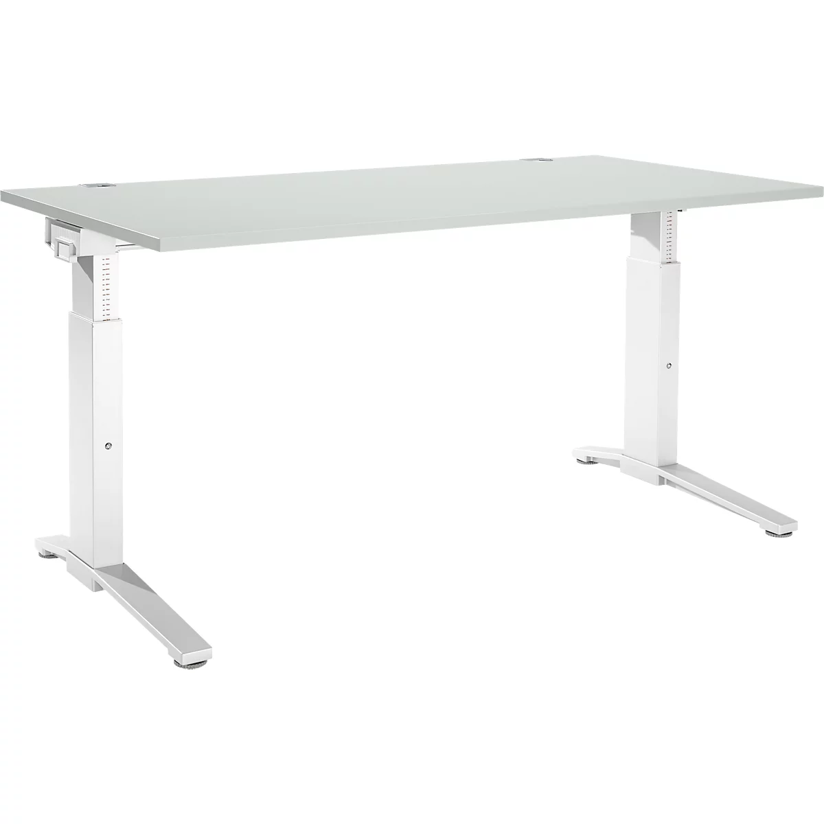 Schäfer Shop Genius bureau ERGOSTYLE S, handmatig in hoogte verstelbaar, rechthoekig, C-voet, B 1600 x D 800 x H 675-895 mm, lichtgrijs/wit