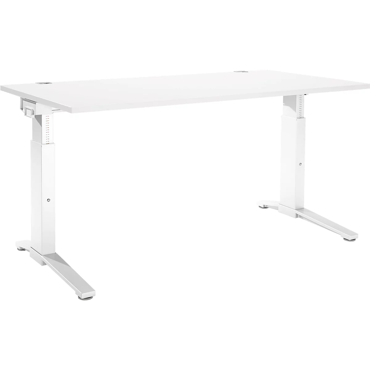 Schäfer Shop Genius bureau ERGOSTYLE S, handmatig in hoogte verstelbaar, rechthoekig, C-voet, B 1600 x D 800 x H 675-895 mm, wit/wit