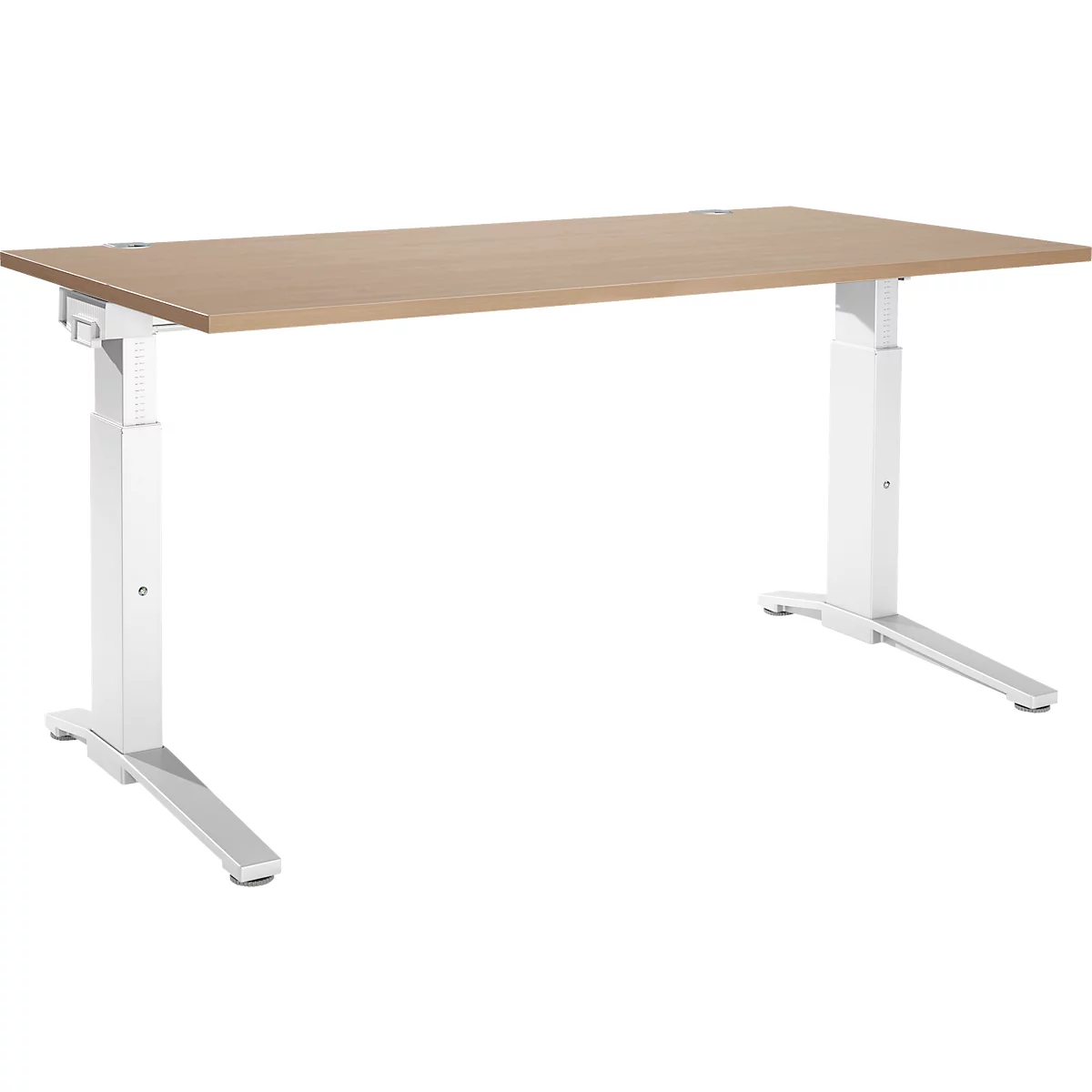 Schäfer Shop Genius Bureau ERGOSTYLE S, hauteur réglable manuellement, rectangle, pied en C, L 1600 x P 800 x H 675-895 mm, chêne/blanc