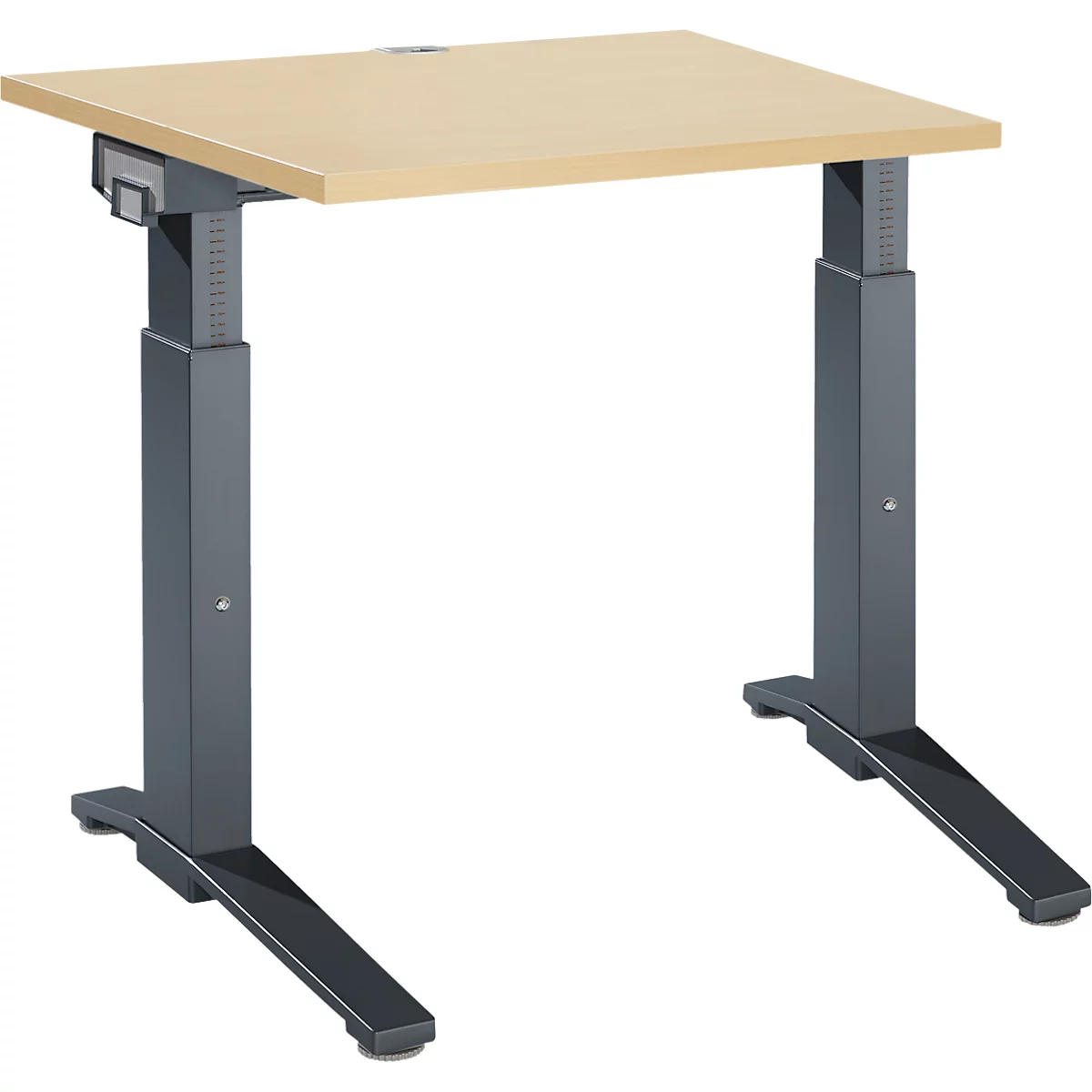 Schäfer Shop Genius Bureau ERGOSTYLE S, hauteur réglable manuellement, rectangle, pied en C, L 800 x P 800 x H 675-895 mm, érable/anthracite