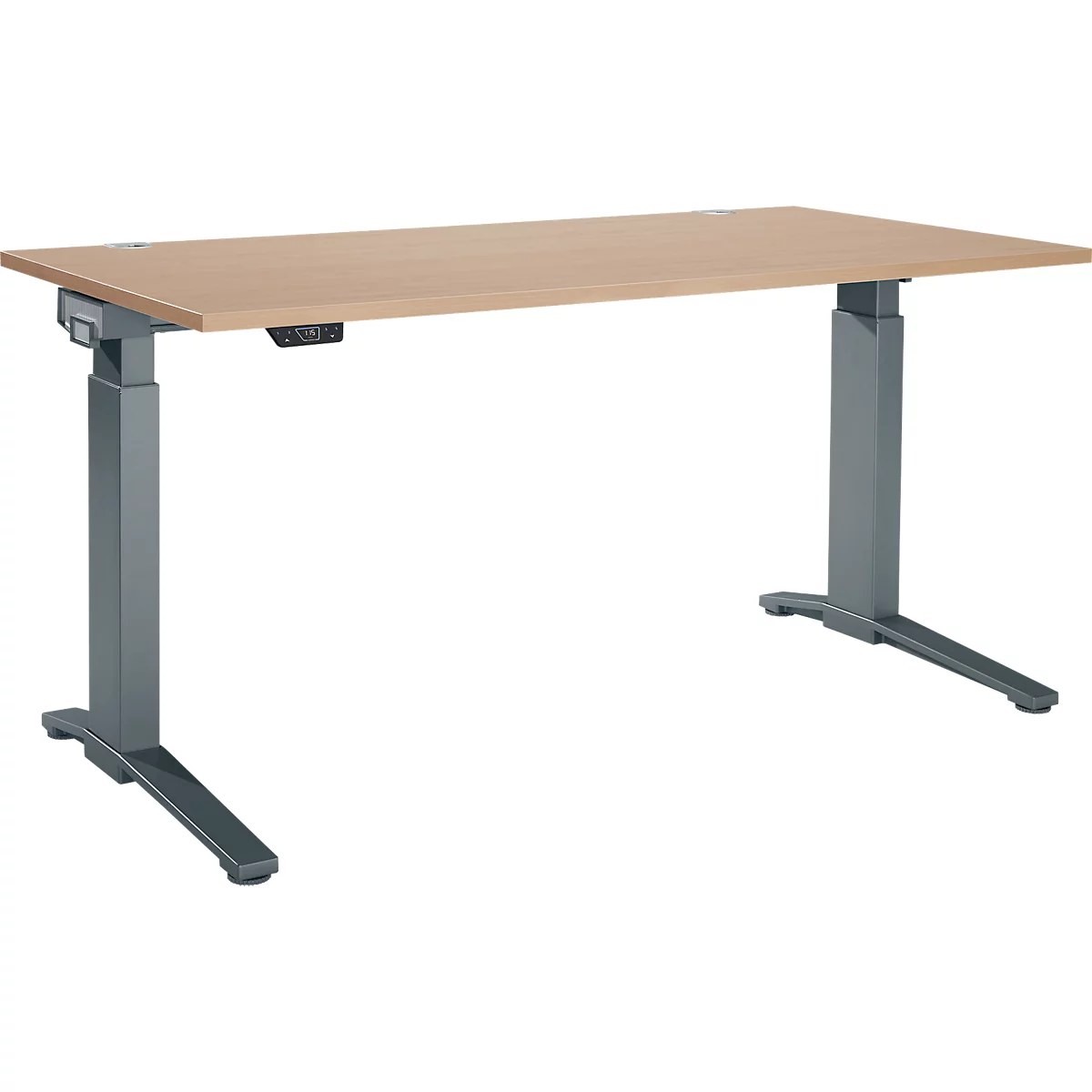 Schäfer Shop Genius bureau ERGOSTYLE S, rechthoekig, elektrisch in hoogte verstelbaar, één niveau, C-voet, B 1600 x D 800 x H 715-1182 mm, incl. Memory Master, incl. Memory Master, eiken/antraciet