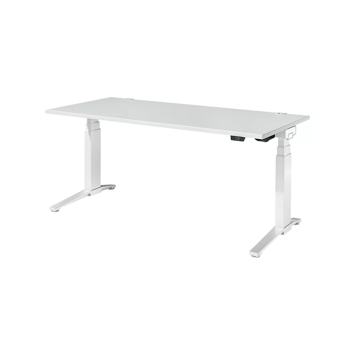 Schäfer Shop Genius bureau ERGOSTYLE S, rechthoekig, elektrisch in hoogte verstelbaar, tweetraps, C-voet, B 1800 x D 800 x H 635-1305 mm, incl. Memory Master, lichtgrijs/wit