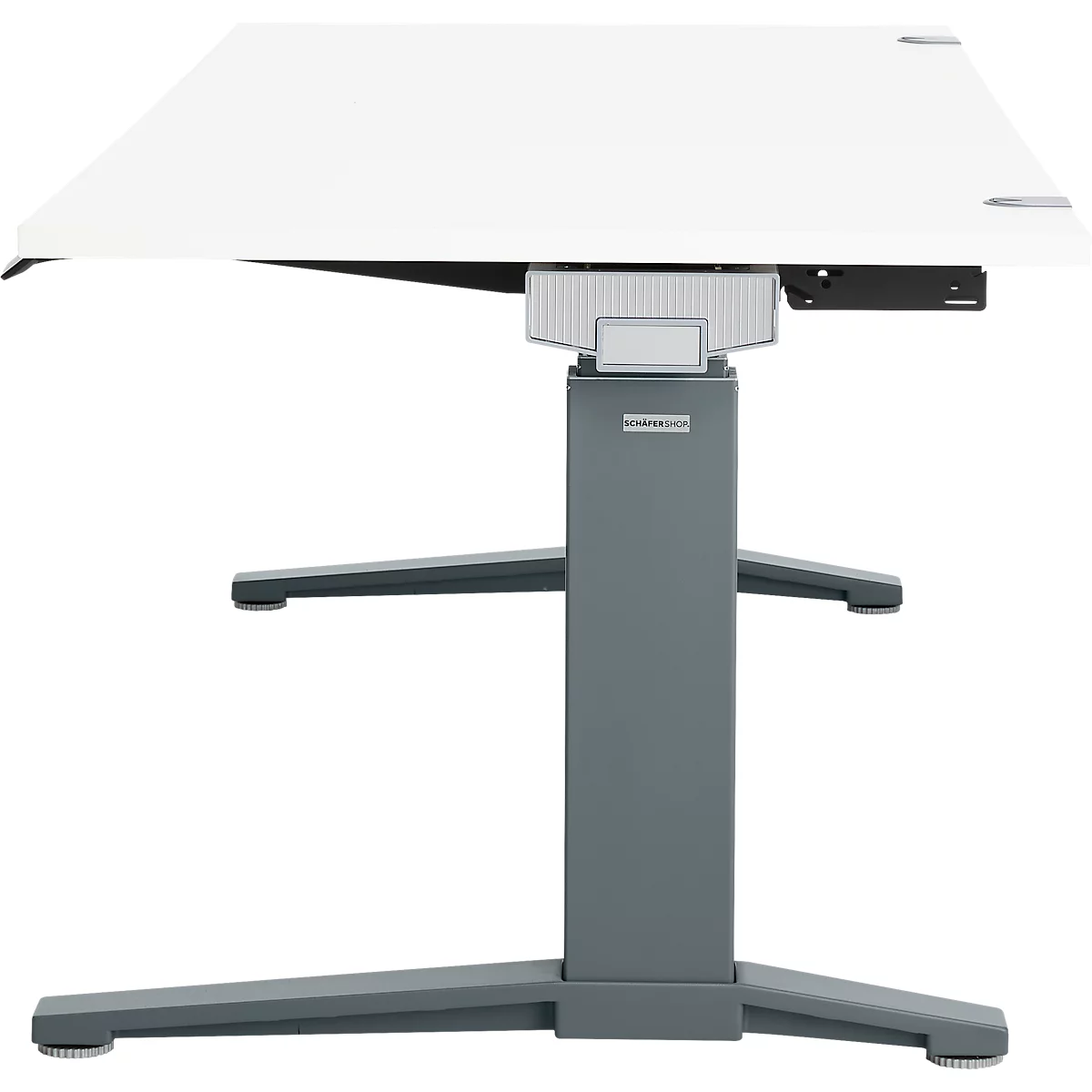 Schäfer Shop Genius Bureau ERGOSTYLE S, rectangulaire, réglage électrique de la hauteur, deux niveaux, pied en C, L 1600 x P 800 x H 635-1305 mm, avec Memory Master, blanc/anthracite