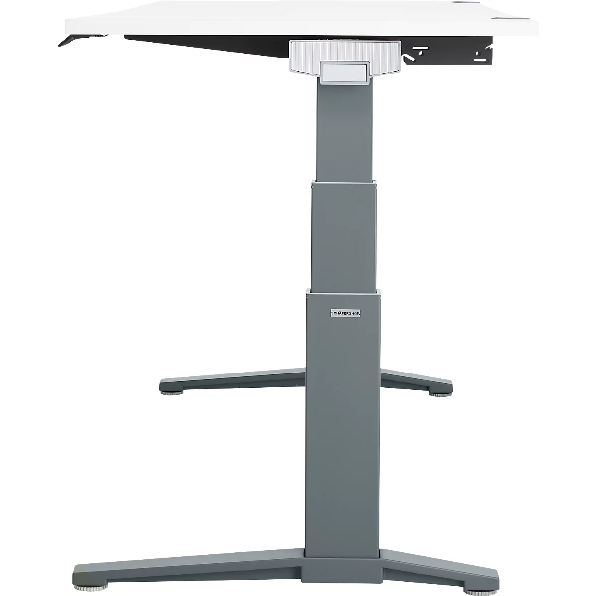 Schäfer Shop Genius Bureau ERGOSTYLE S, rectangulaire, réglage électrique de la hauteur, deux niveaux, pied en C, L 1600 x P 800 x H 635-1305 mm, avec Memory Master, blanc/anthracite