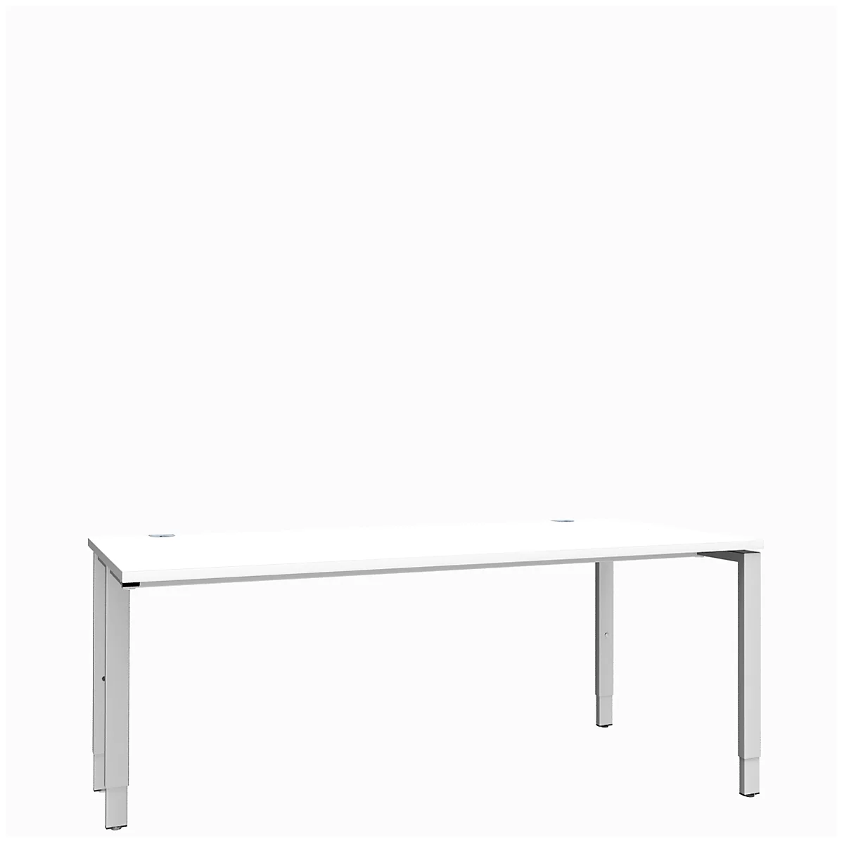 Schäfer Shop Genius Bureau MODENA FLEX, 4 pieds avec tubes rectangulaires, d'un côté, l. 1800 mm, blanc 