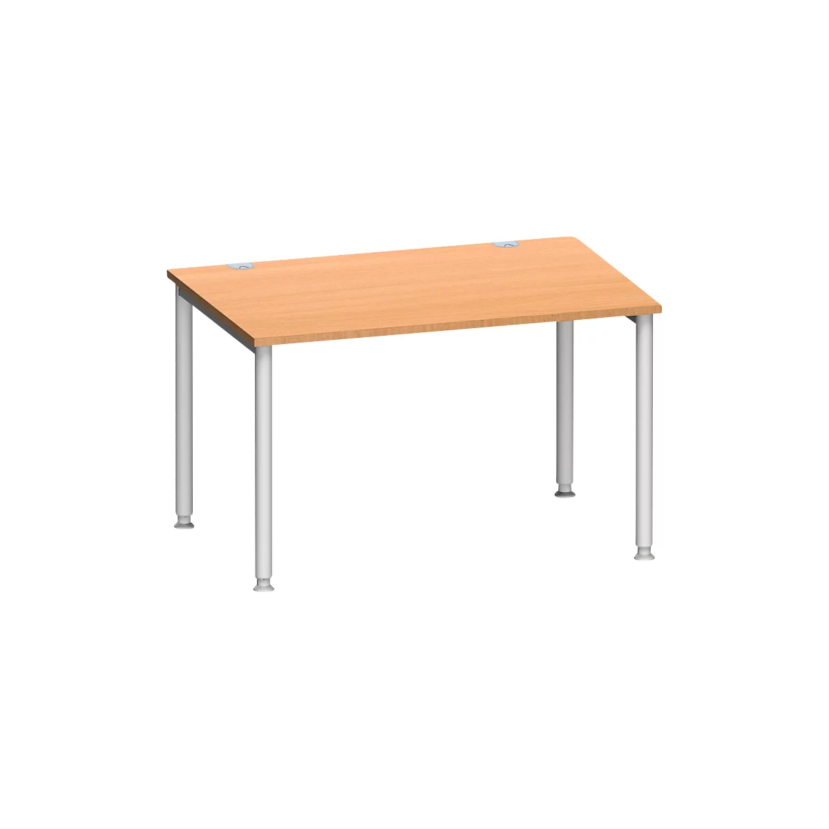 Schäfer Shop Genius Bureau MODENA FLEX, 4 pieds avec tubes ronds, l. 1200 x P 800 mm, hêtre/alu blanc 