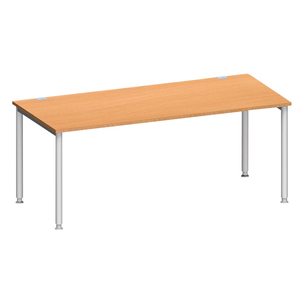 Schäfer Shop Genius Bureau MODENA FLEX, 4 pieds avec tubes ronds, l. 1800 x P 800 mm, hêtre/alu blanc 