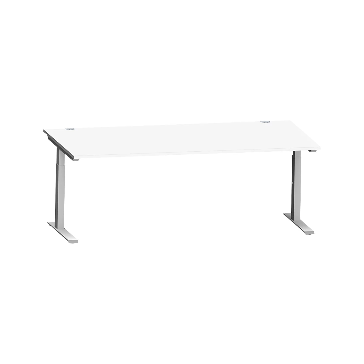 Schäfer Shop Genius bureau MODENA FLEX, C-voet rechthoekige buis, B 2000 x D 1000 mm, wit/wit aluminium