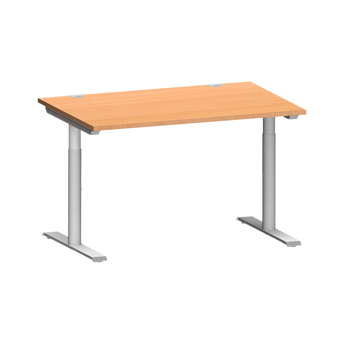 Schäfer Shop Genius Bureau MODENA FLEX, pied en T en tube rond, L 1200 x P 800 mm, hêtre/alu blanc