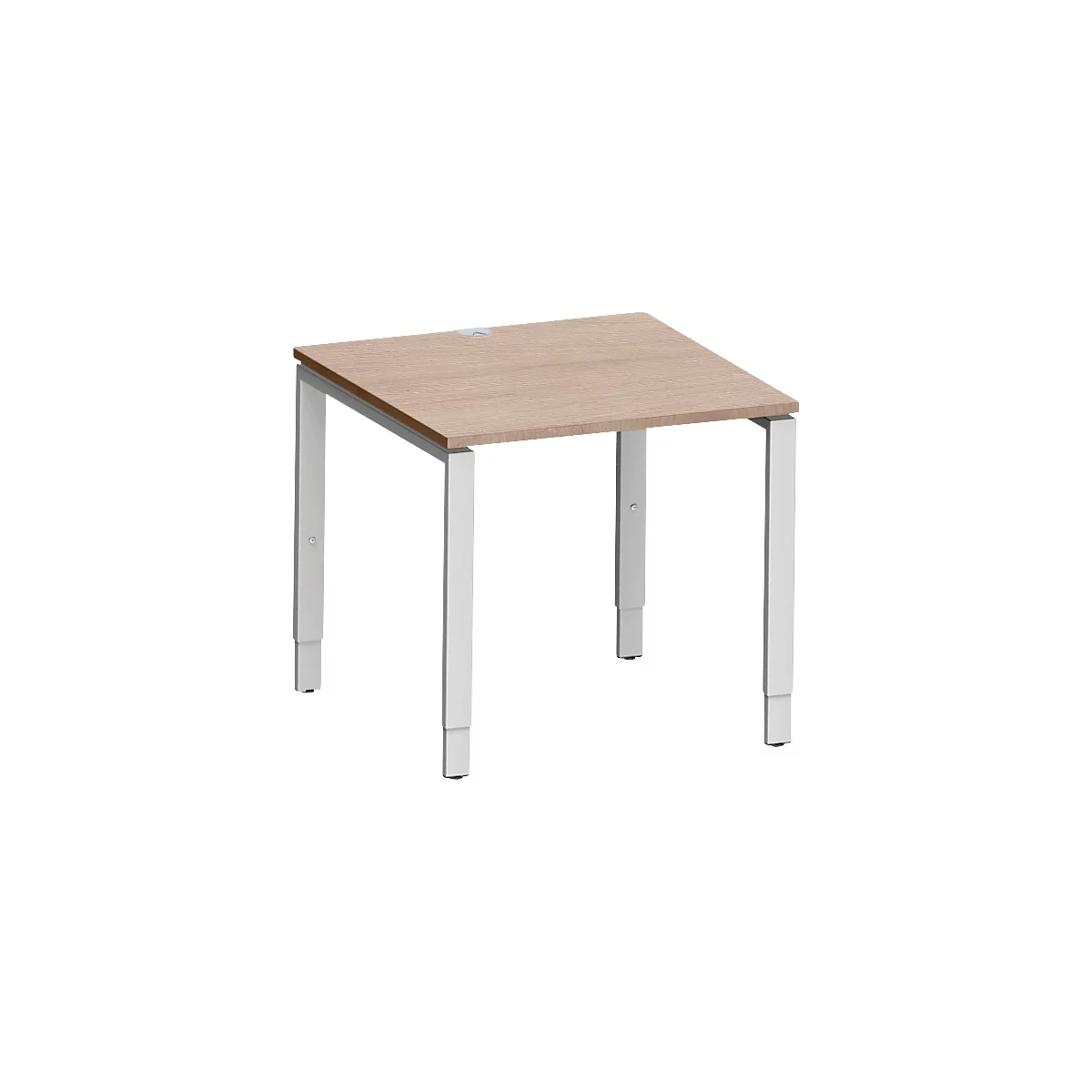 Schäfer Shop Genius bureau Modena Flex, rechthoekig, 4-poots buis, B 800 x D 800 x H 650-850 mm, eiken decor/wit aluminium