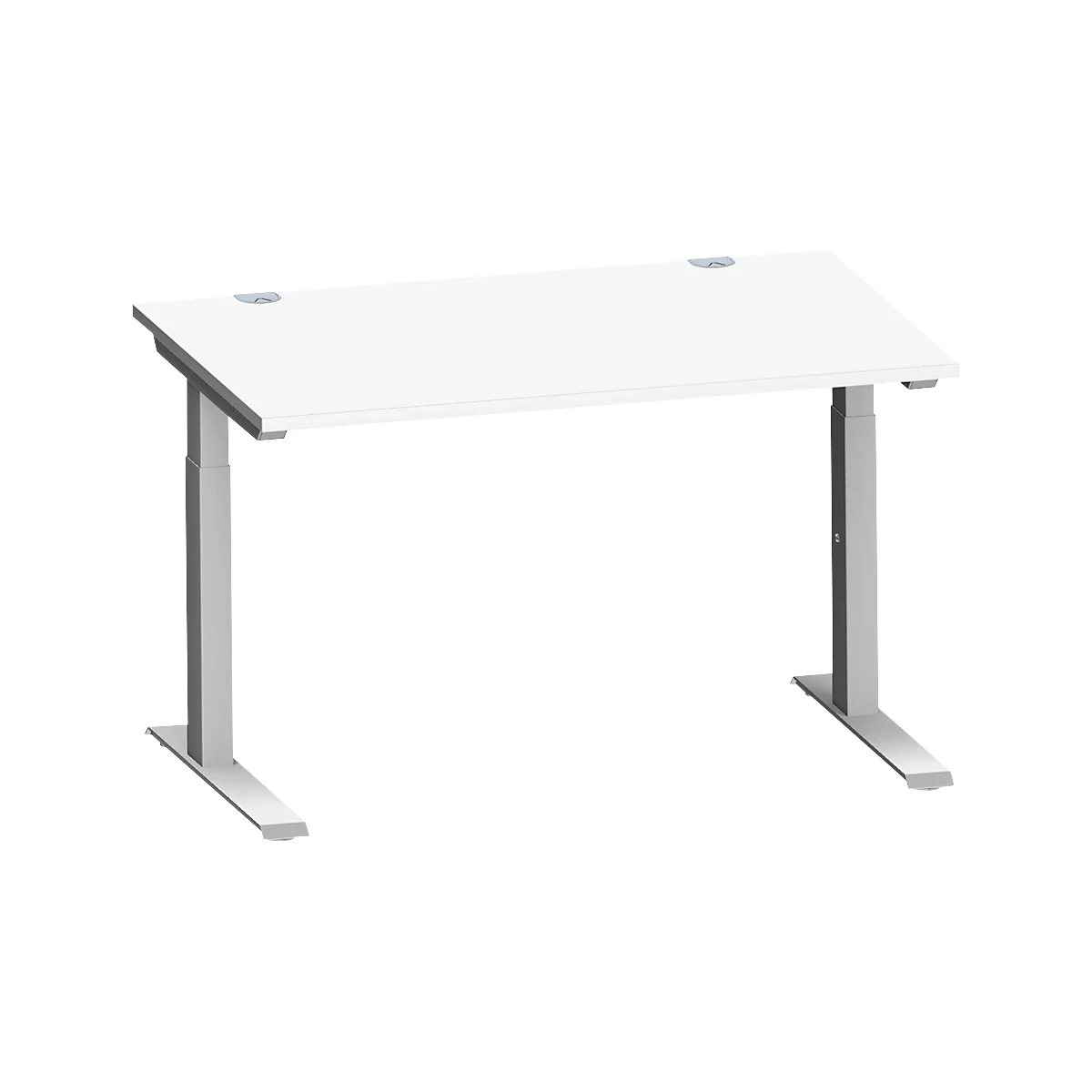 Schäfer Shop Genius Bureau MODENA FLEX, tube rectangulaire à piétement en C, L 1200 x P 800 mm, blanc/alu blanc