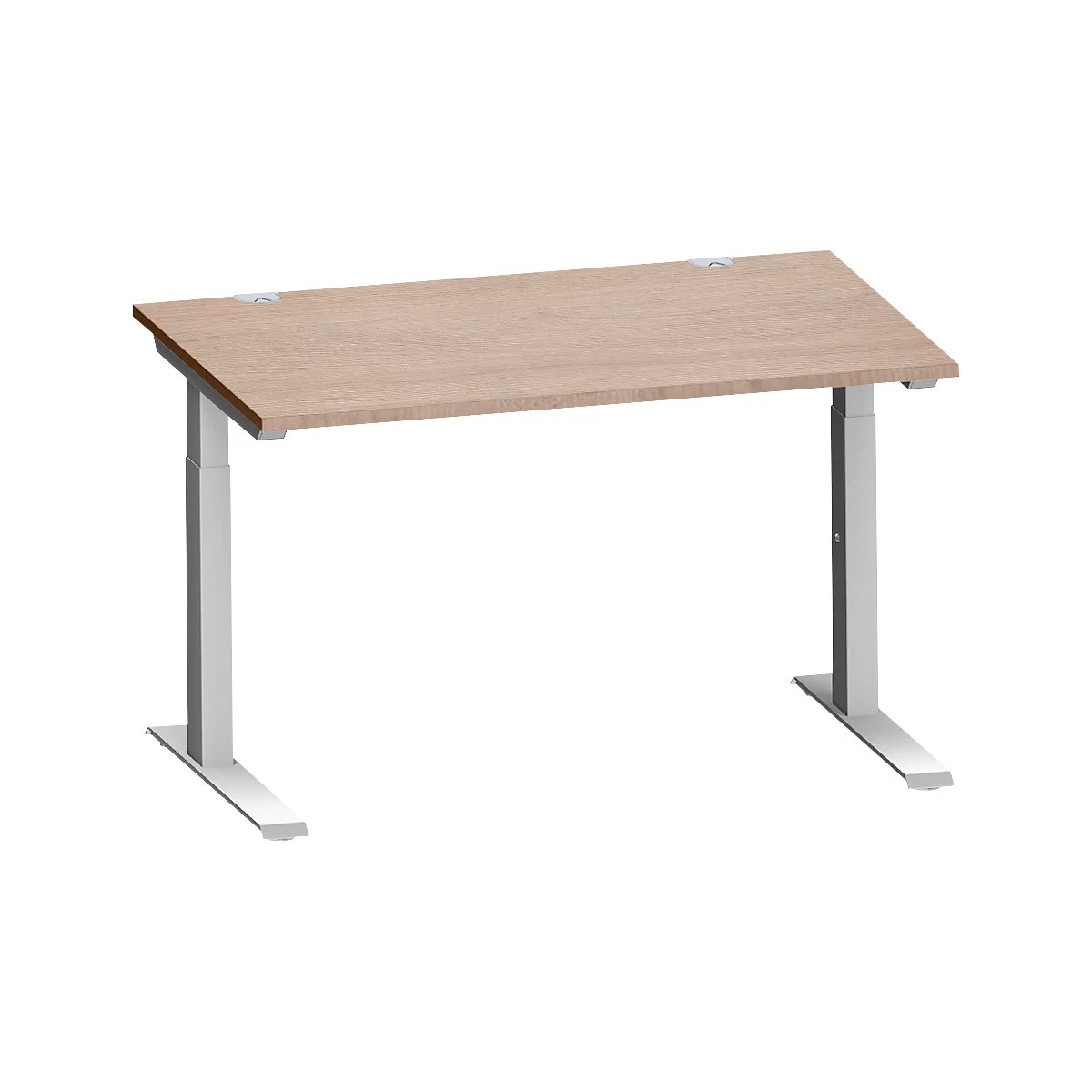 Schäfer Shop Genius Bureau MODENA FLEX, tube rectangulaire à piétement en C, L 1200 x P 800 mm, décor chêne/alu blanc