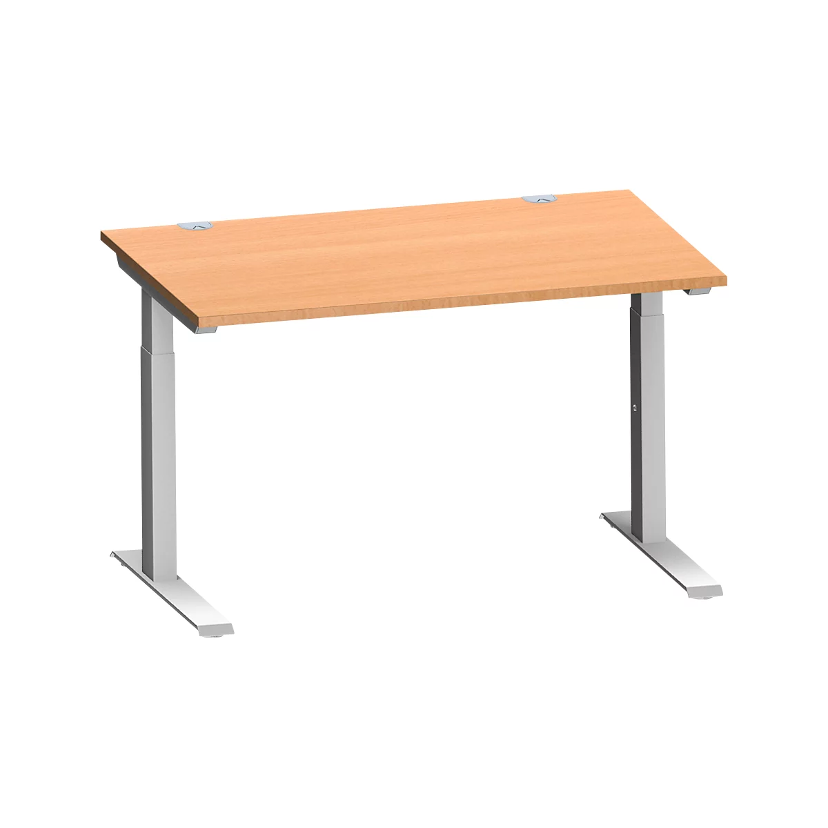 Schäfer Shop Genius Bureau MODENA FLEX, tube rectangulaire à piétement en C, L 1200 x P 800 mm, hêtre/alu blanc