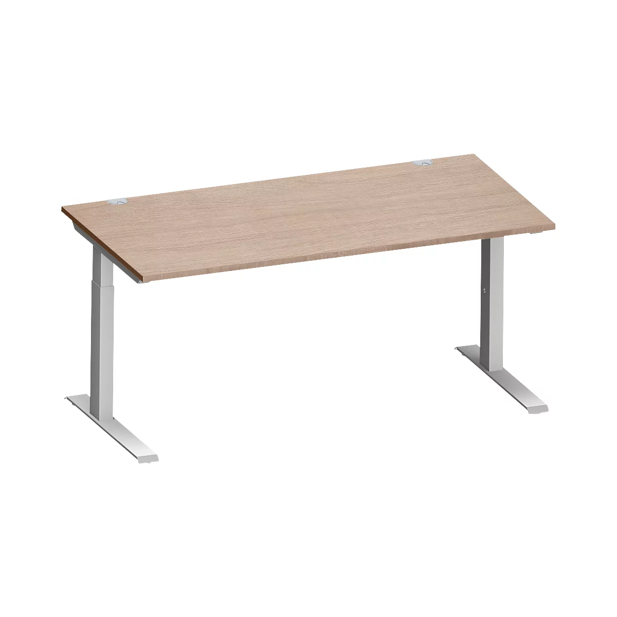 Schäfer Shop Genius Bureau MODENA FLEX, tube rectangulaire à piétement en C, L 1600 x P 800 mm, décor chêne/alu blanc