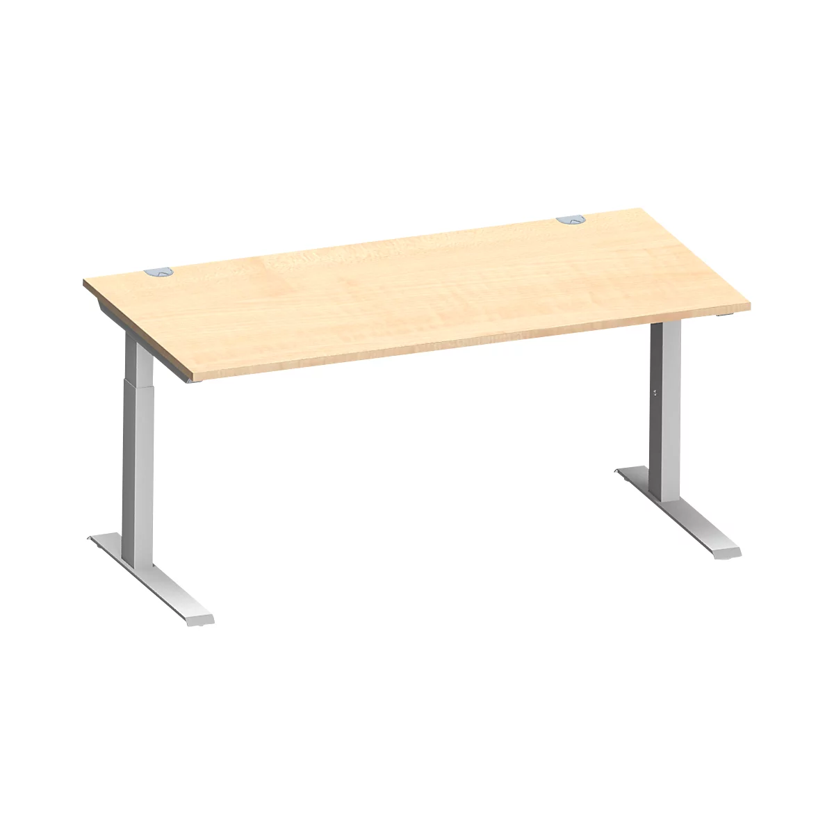 Schäfer Shop Genius Bureau MODENA FLEX, tube rectangulaire à piétement en C, L 1600 x P 800 mm, érable/alu blanc