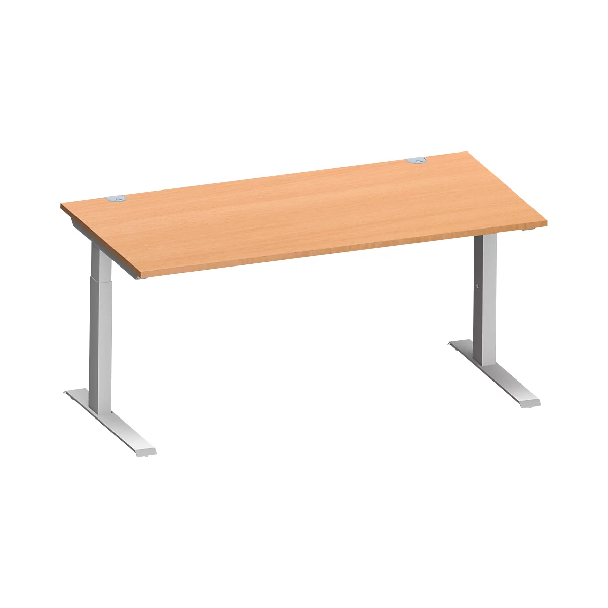 Schäfer Shop Genius Bureau MODENA FLEX, tube rectangulaire à piétement en C, L 1600 x P 800 mm, hêtre/alu blanc