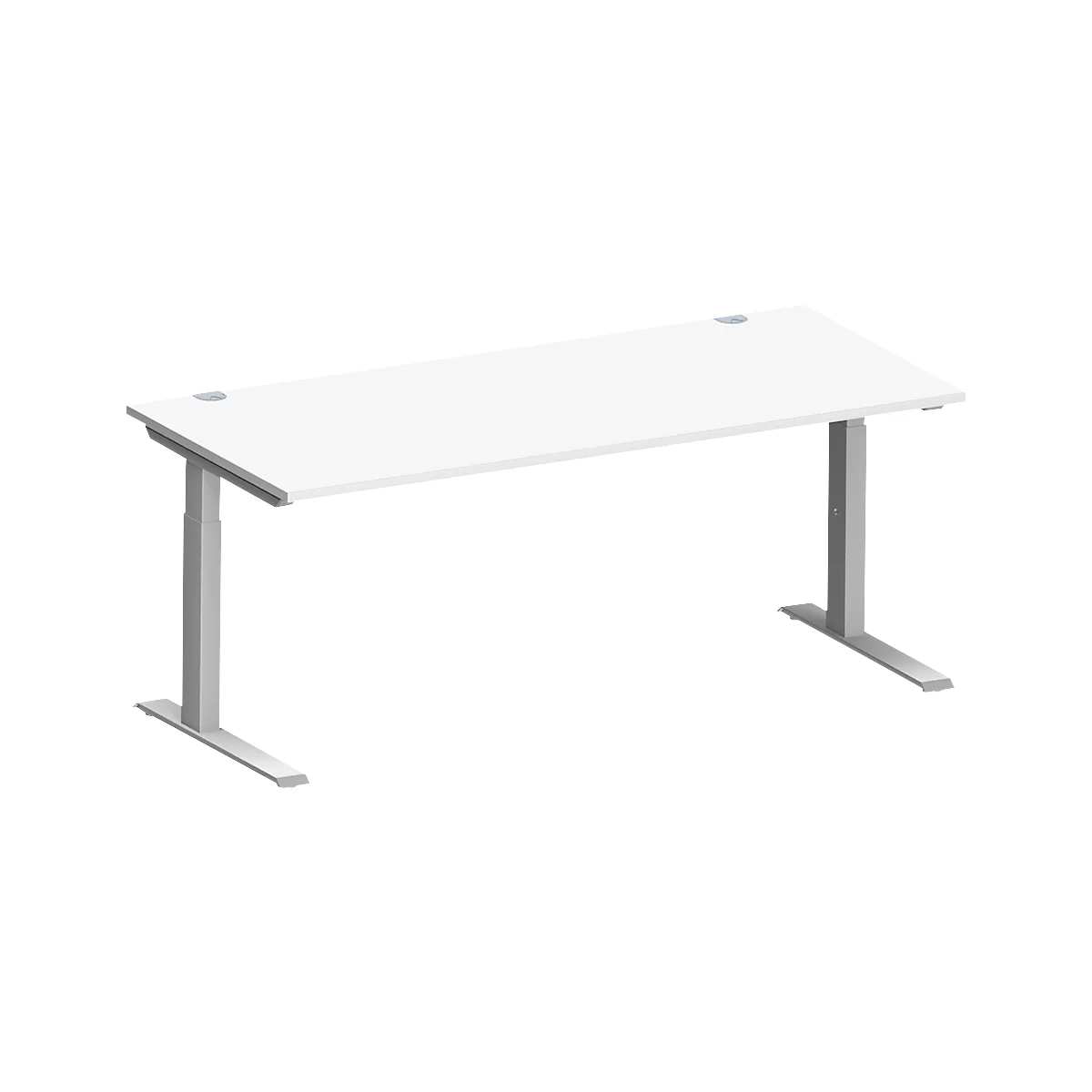 Schäfer Shop Genius Bureau MODENA FLEX, tube rectangulaire à piétement en C, L 1800 x P 800 mm, blanc/alu blanc
