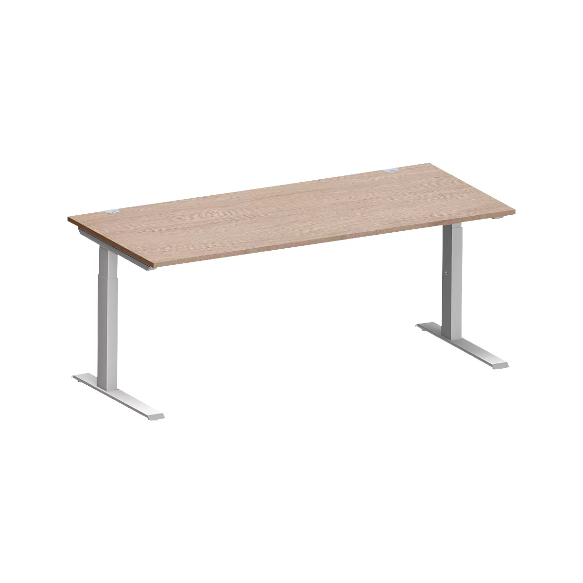 Schäfer Shop Genius Bureau MODENA FLEX, tube rectangulaire à piétement en C, L 1800 x P 800 mm, décor chêne/alu blanc