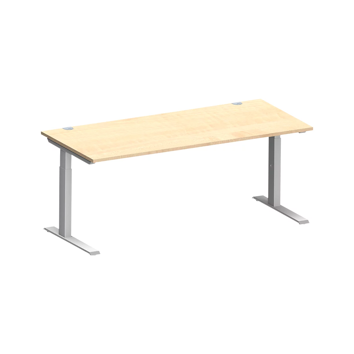 Schäfer Shop Genius Bureau MODENA FLEX, tube rectangulaire à piétement en C, L 1800 x P 800 mm, érable/alu blanc